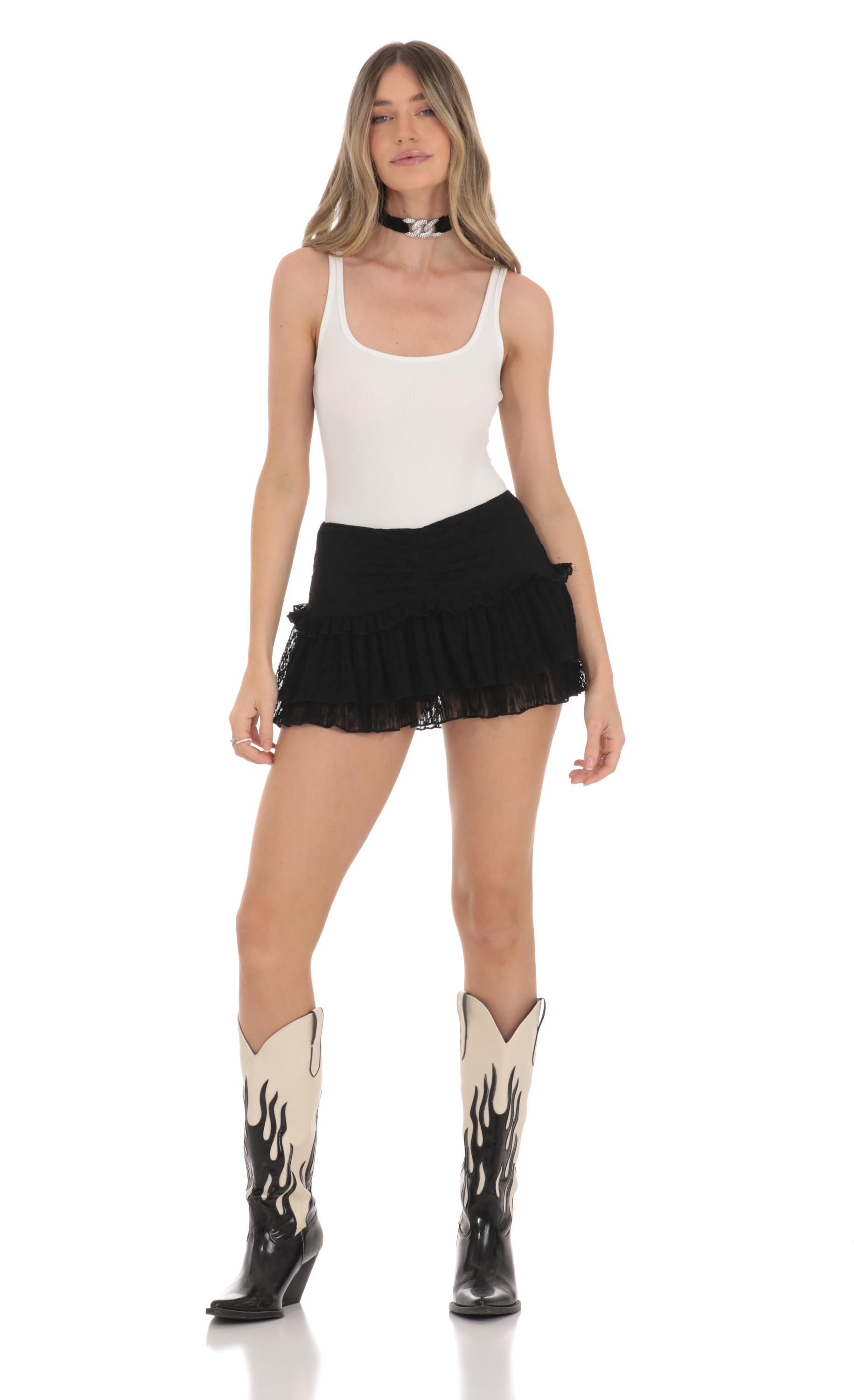 Ribbed Tank Bodysuit in White-My Sky Diva