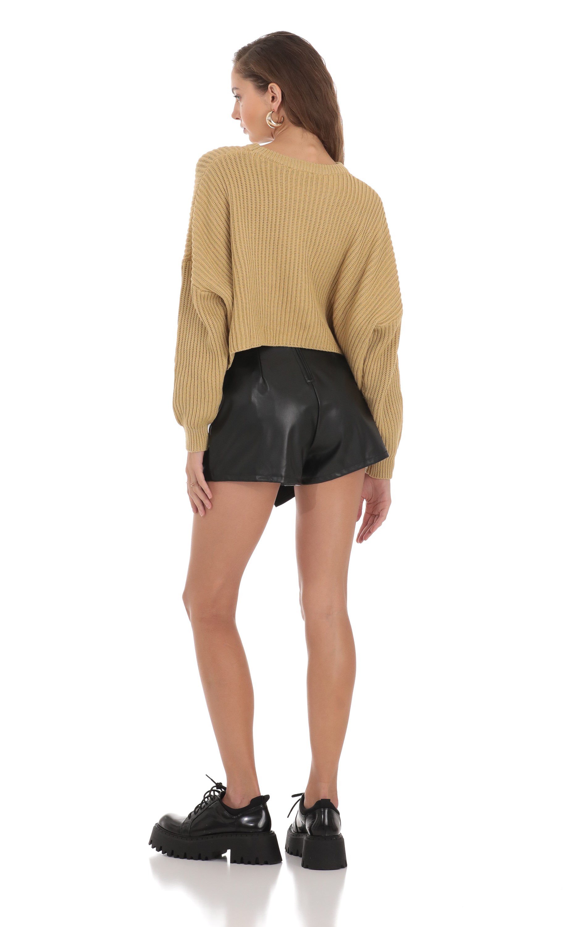 Leather Buckle Shorts in Black-My Sky Diva