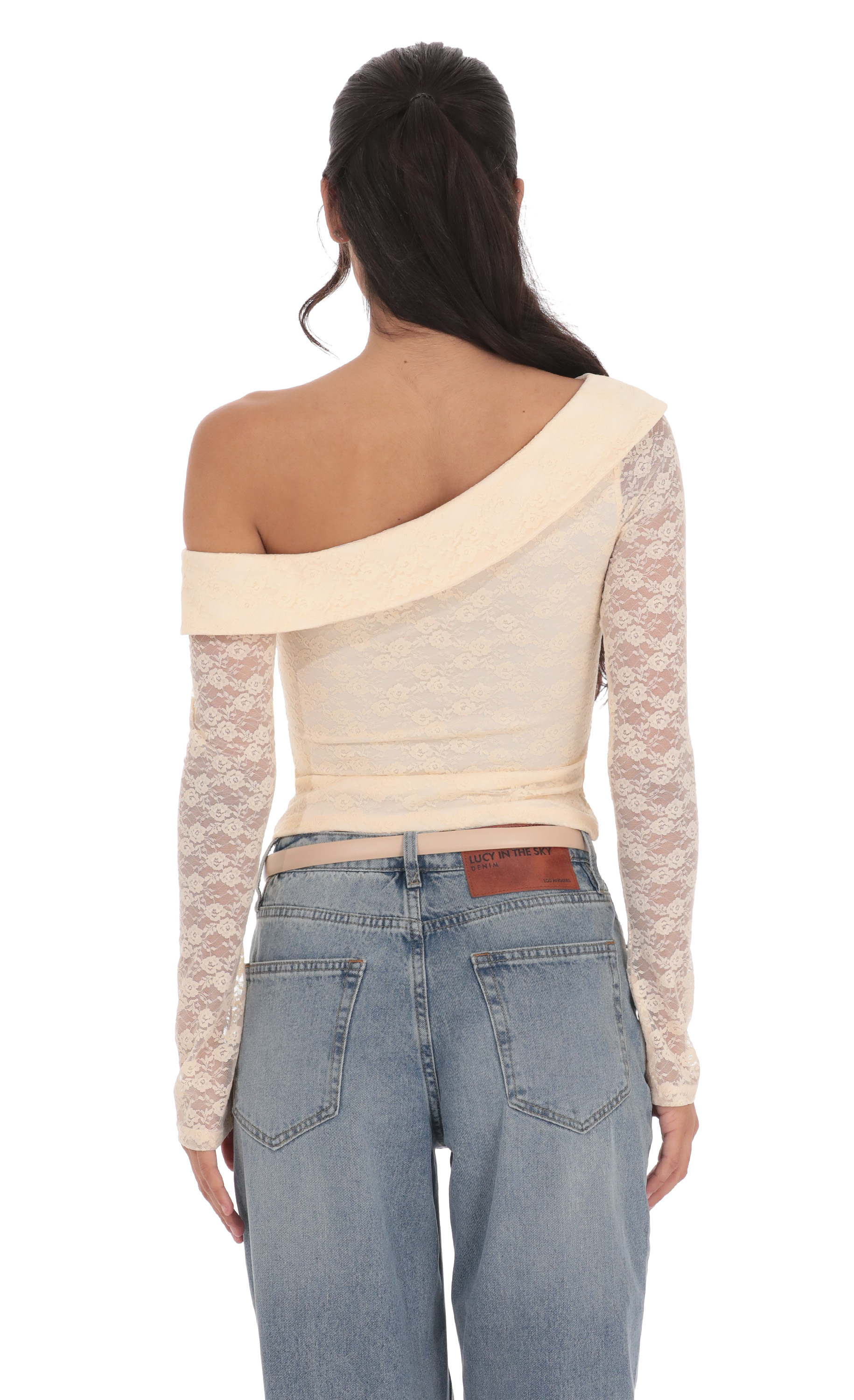 Lace Off Shoulder Top in Pastel Peach-My Sky Diva