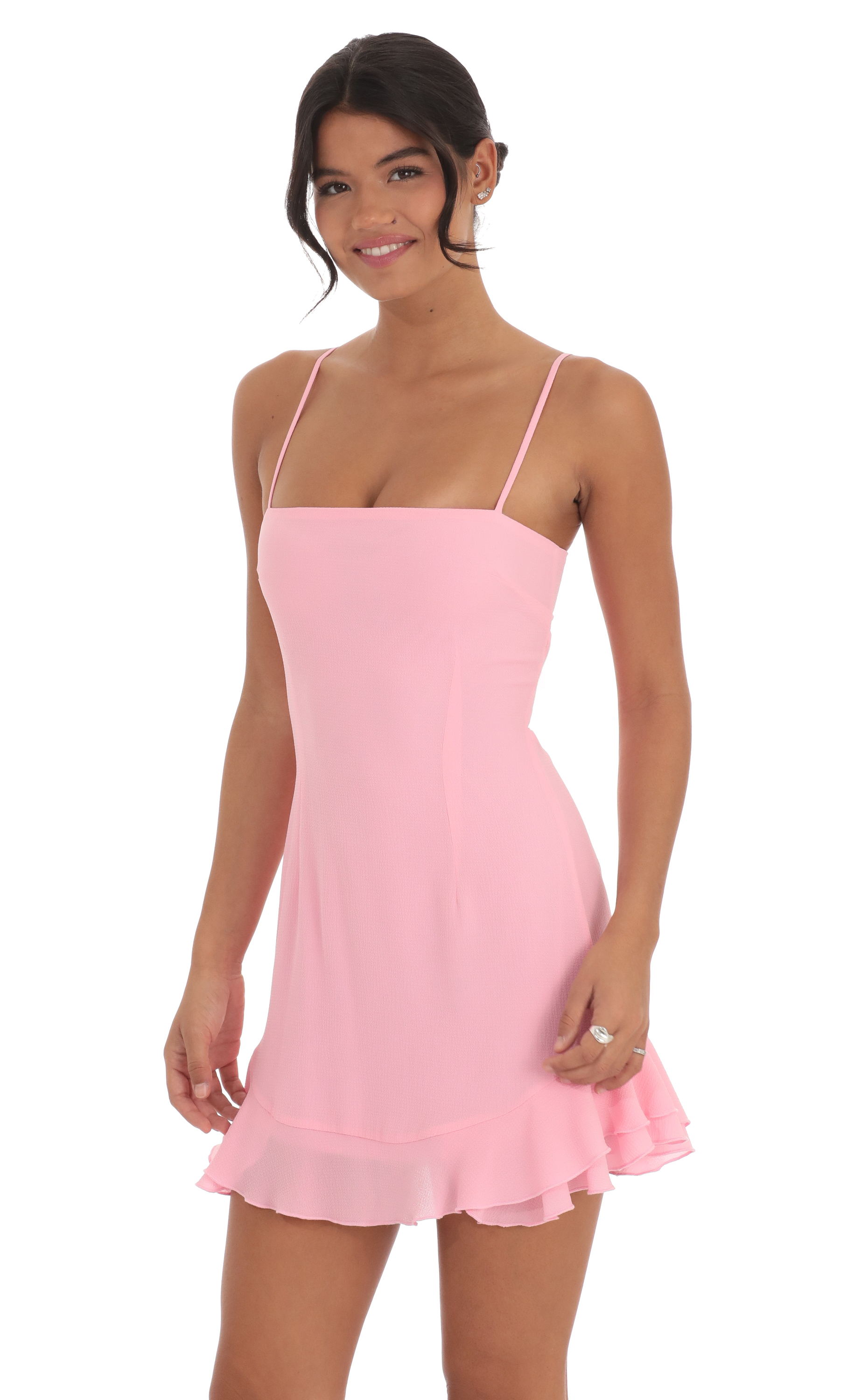 Ruffle Dress in Pink-My Sky Diva