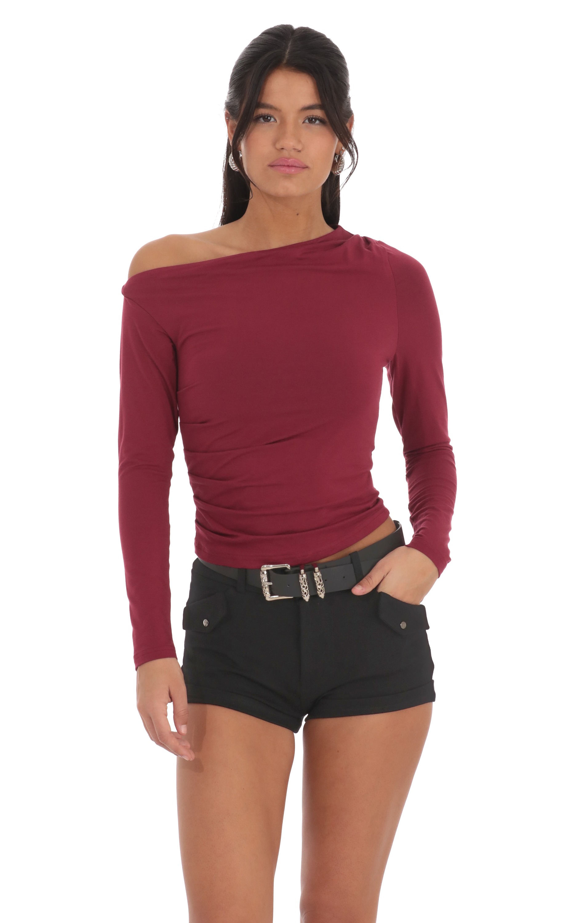 Silver Belted Hardware Shorts in Black-My Sky Diva