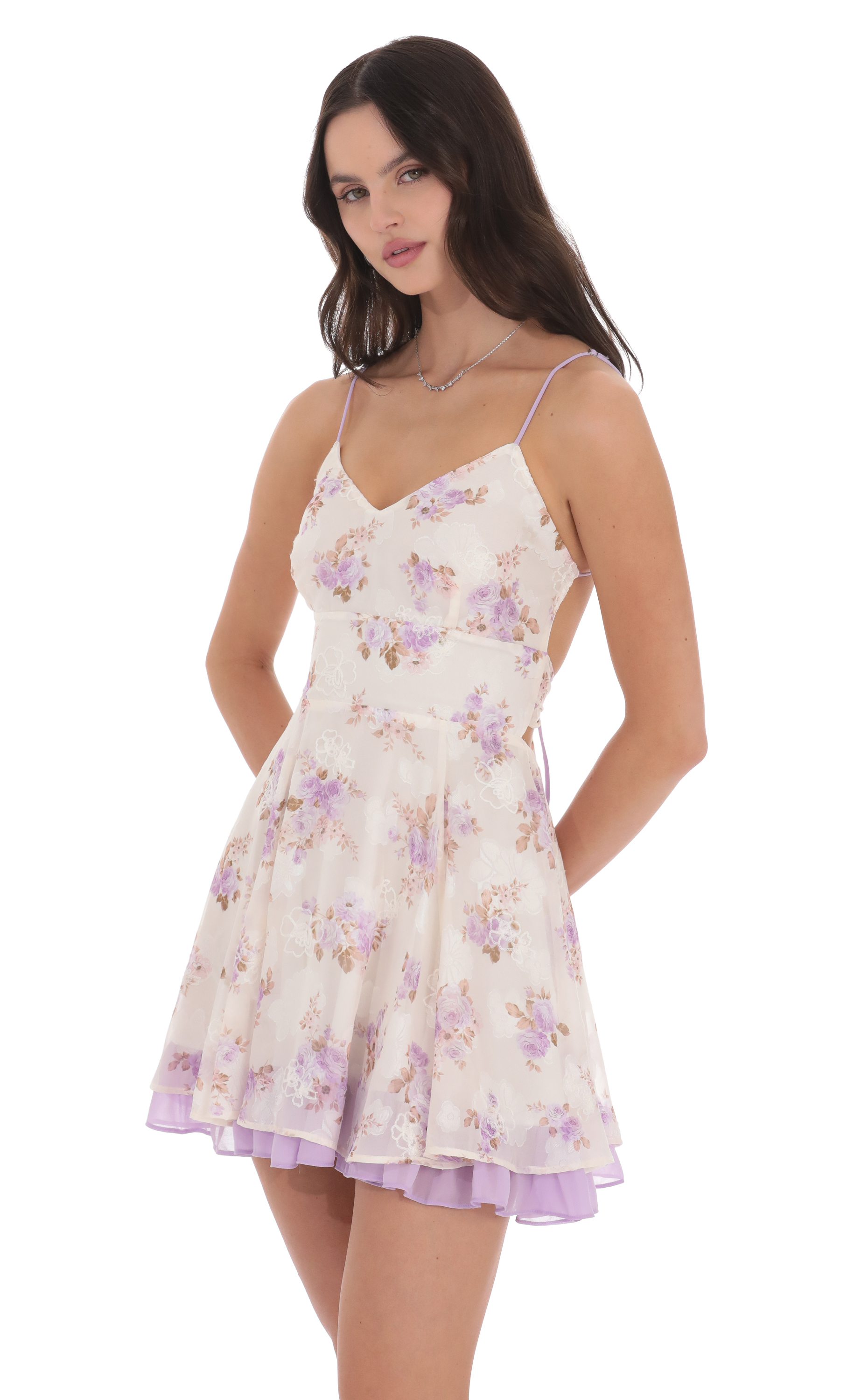Floral Fit and Flare Dress in Cream-My Sky Diva