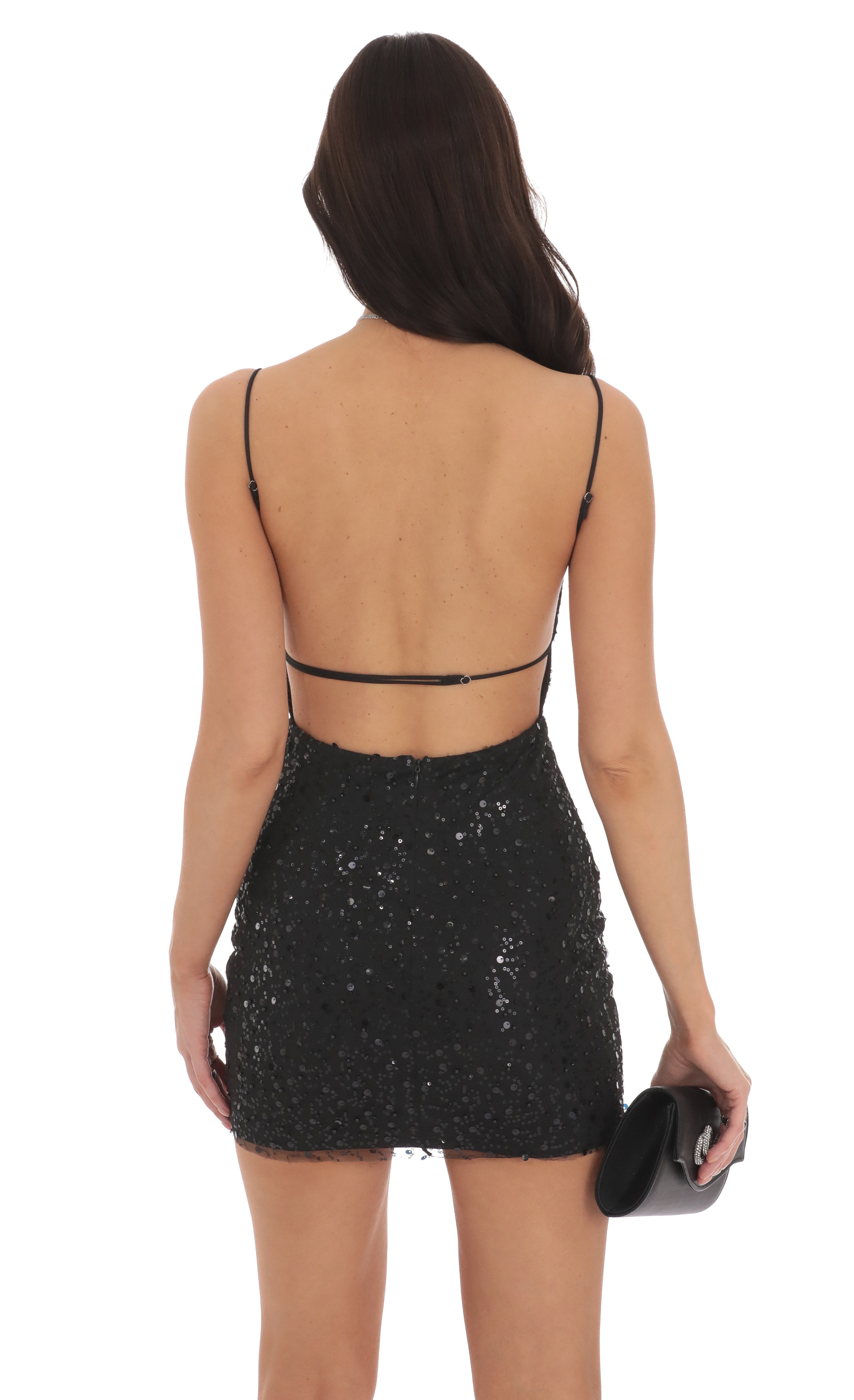 Beaded Sequin Dress in Black-My Sky Diva