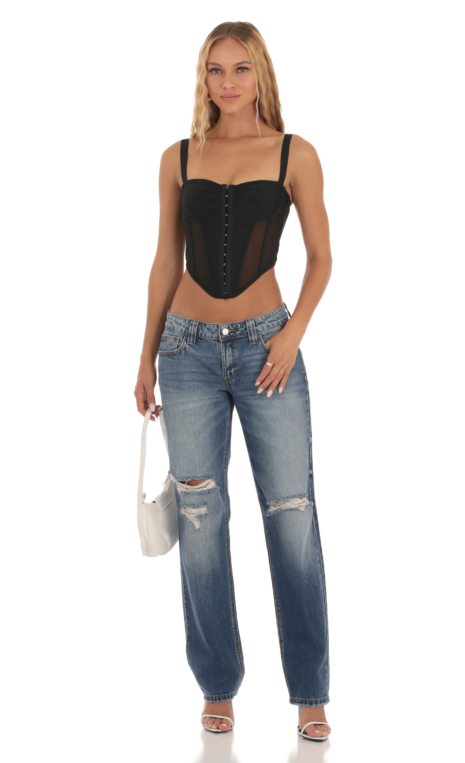 Distressed Jeans in Denim-My Sky Diva