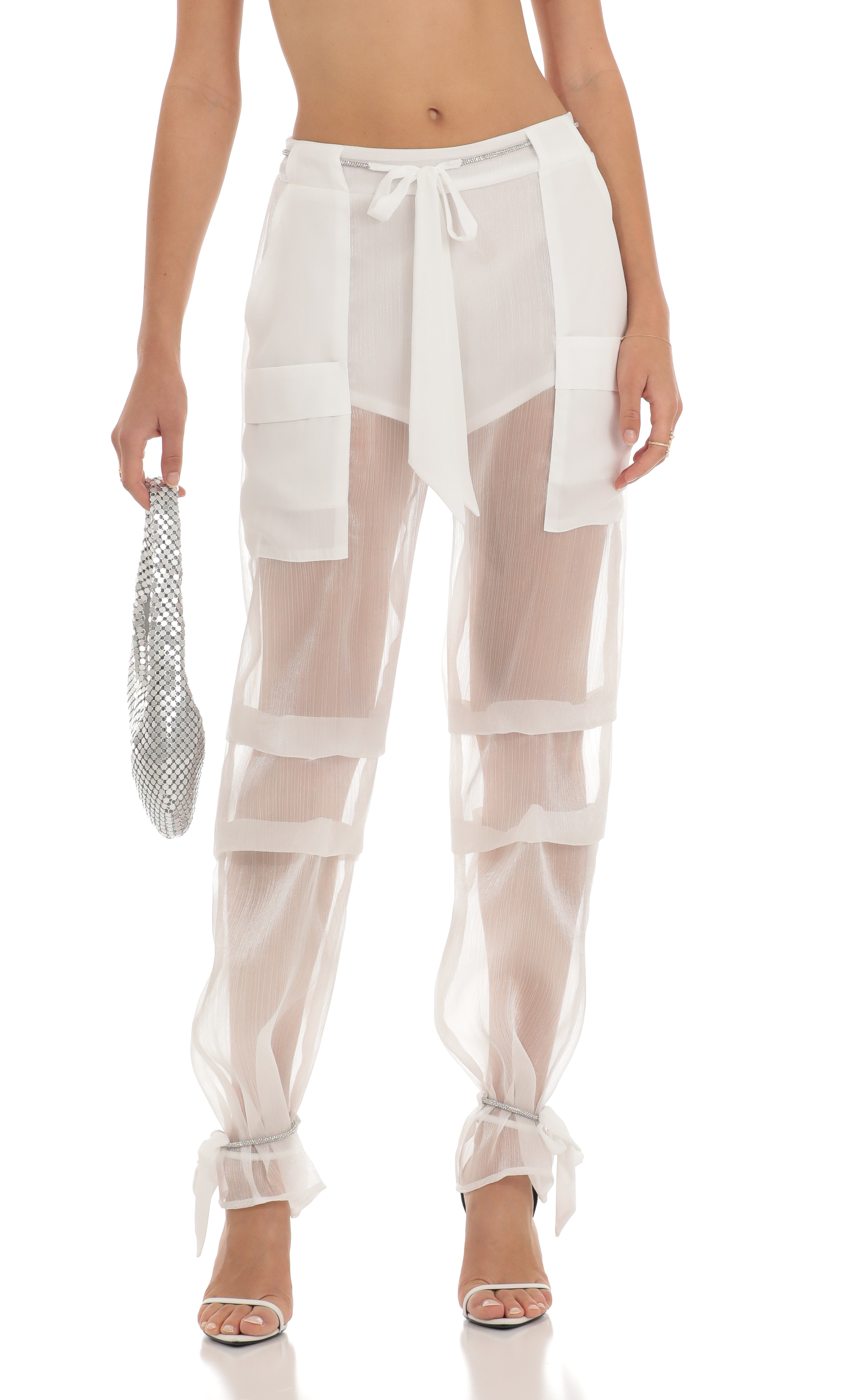 Rhinestone Pants in White-My Sky Diva