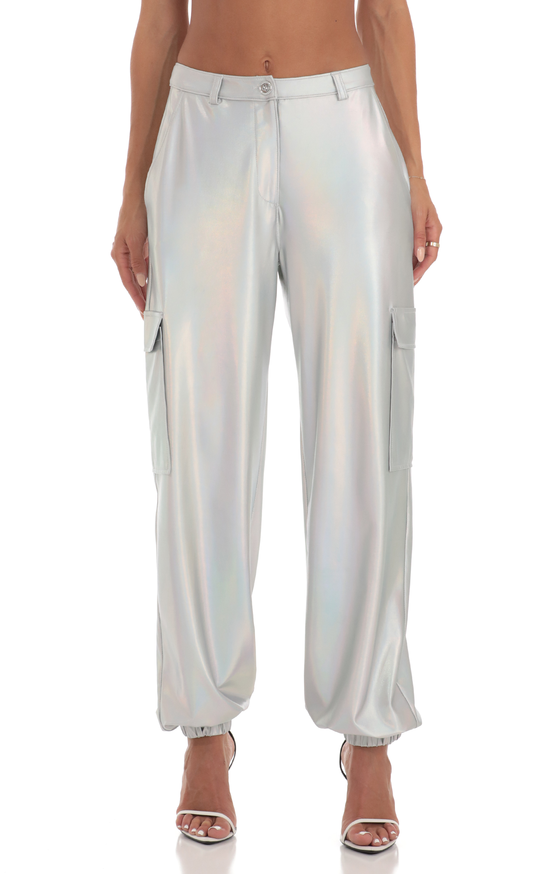 Holographic Pants in Silver-My Sky Diva