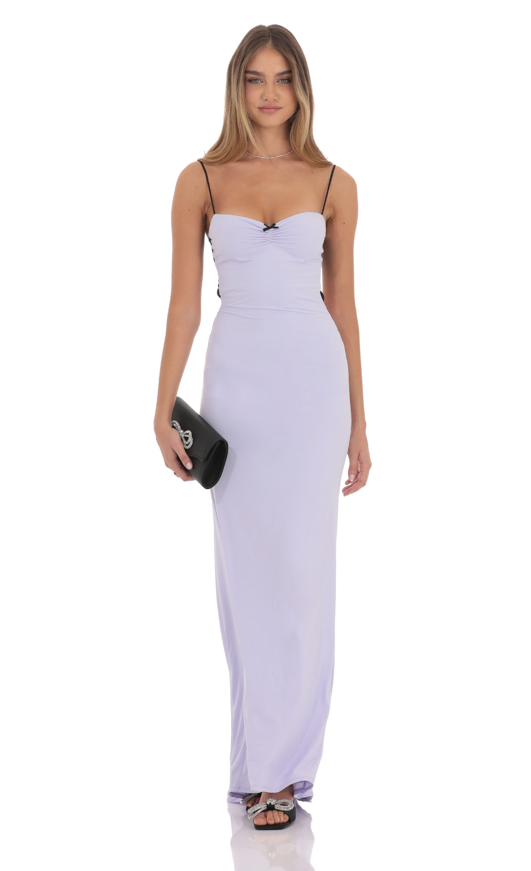 Open Back Two-Toned Maxi Dress in Lavender-My Sky Diva
