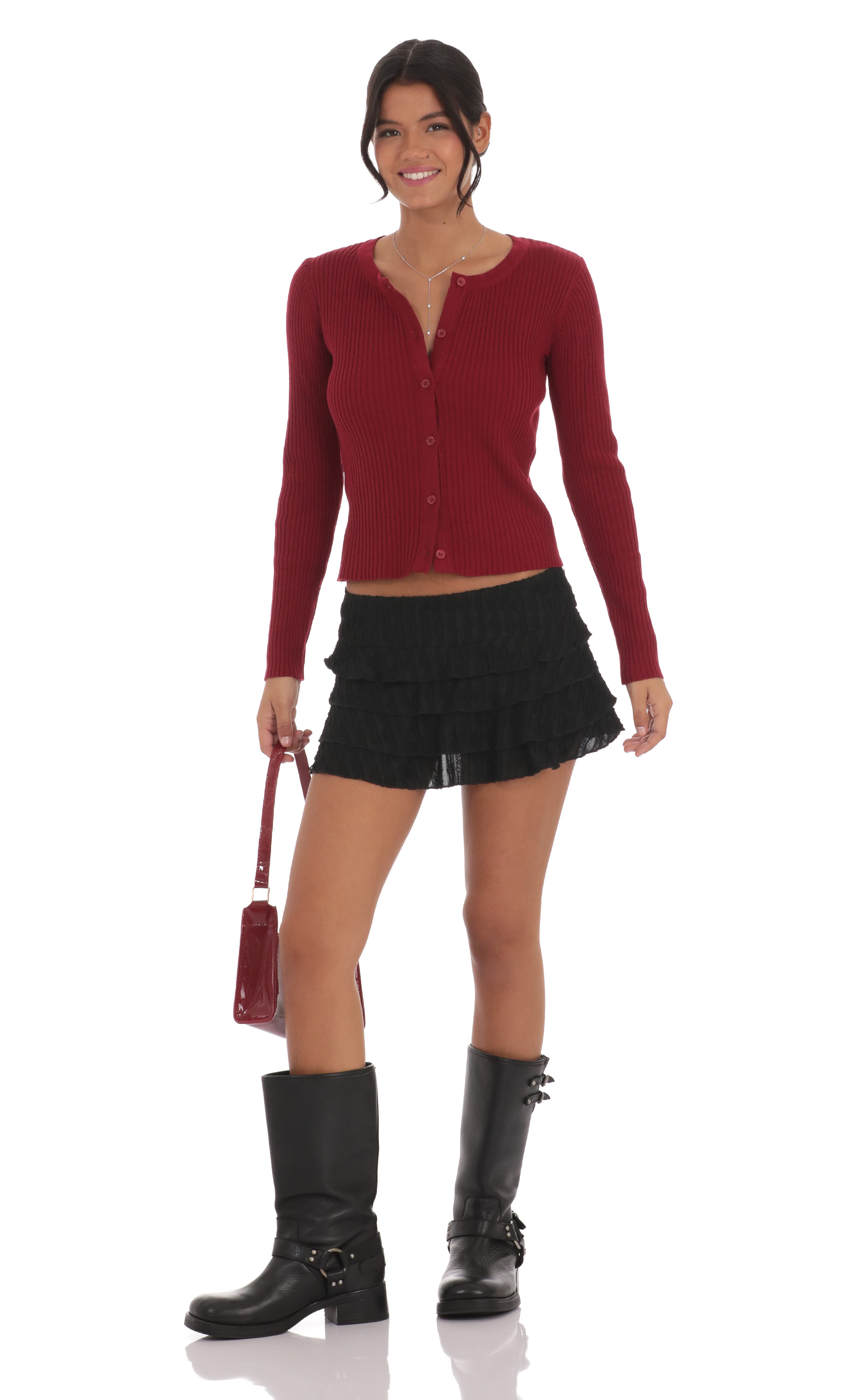 Ruffle Mini Skort in Black-My Sky Diva