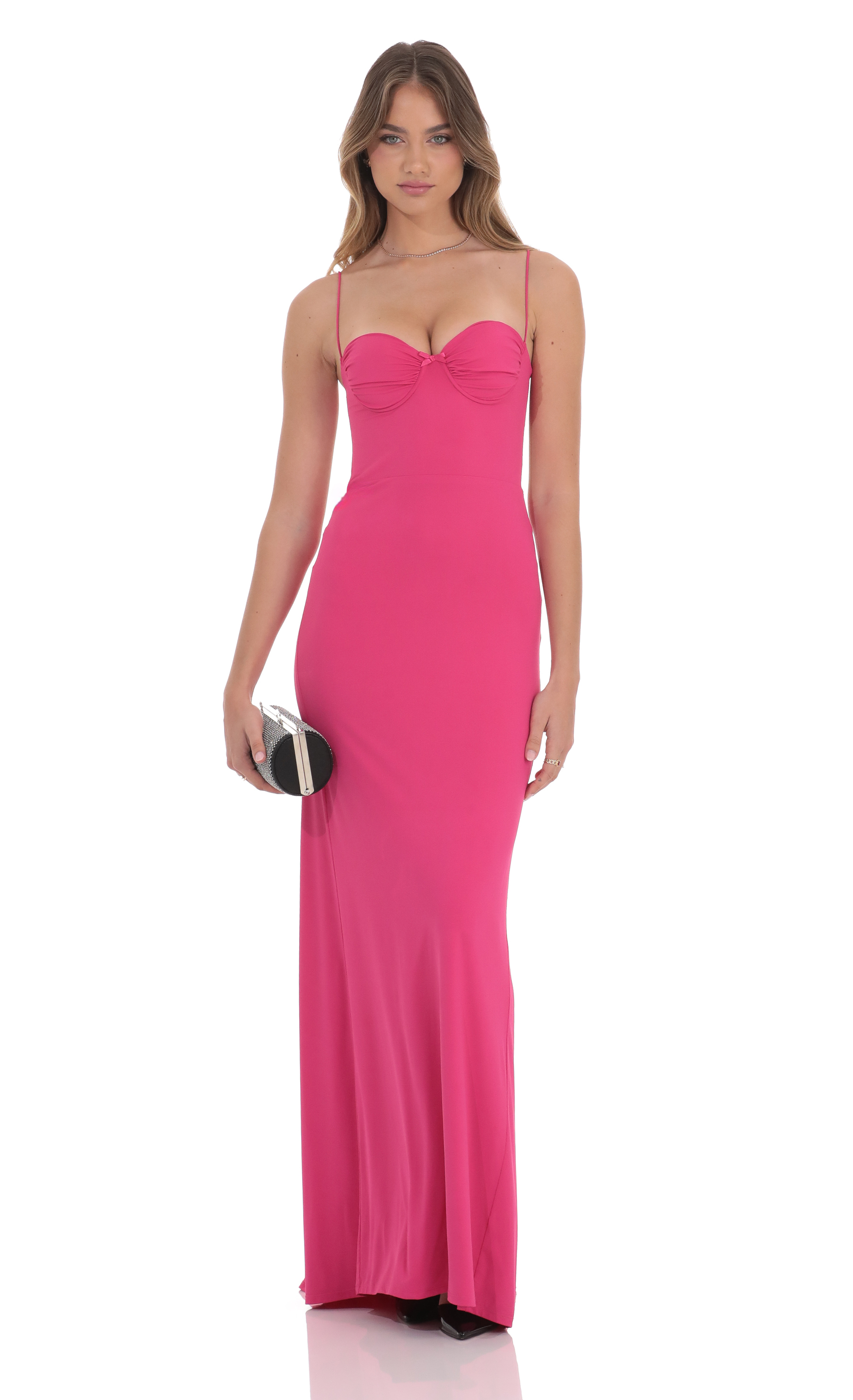 Open Back Mermaid Maxi Dress in Magenta-My Sky Diva
