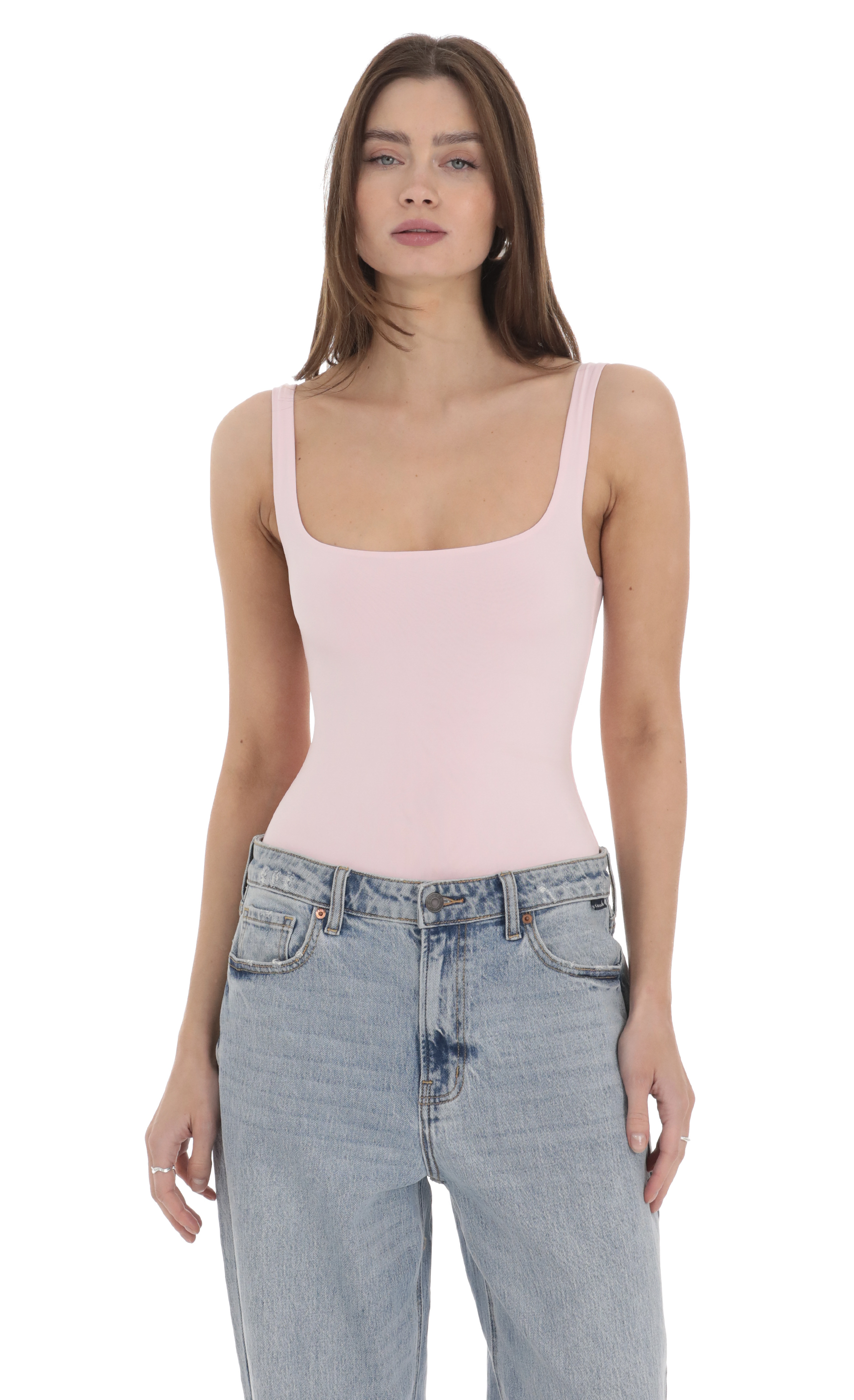 Basic Tank Bodysuit in Pink-My Sky Diva