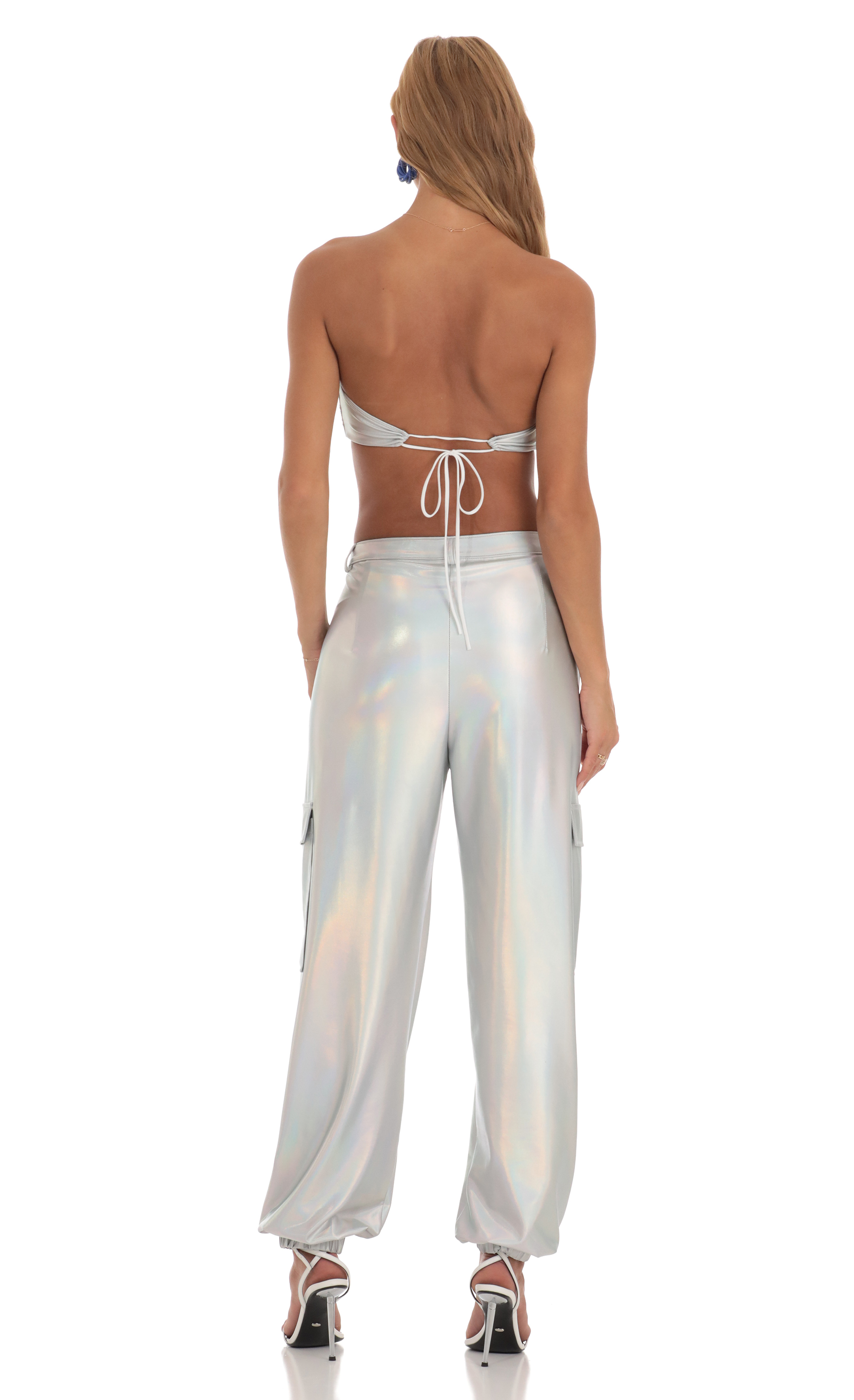 Holographic Pants in Silver-My Sky Diva