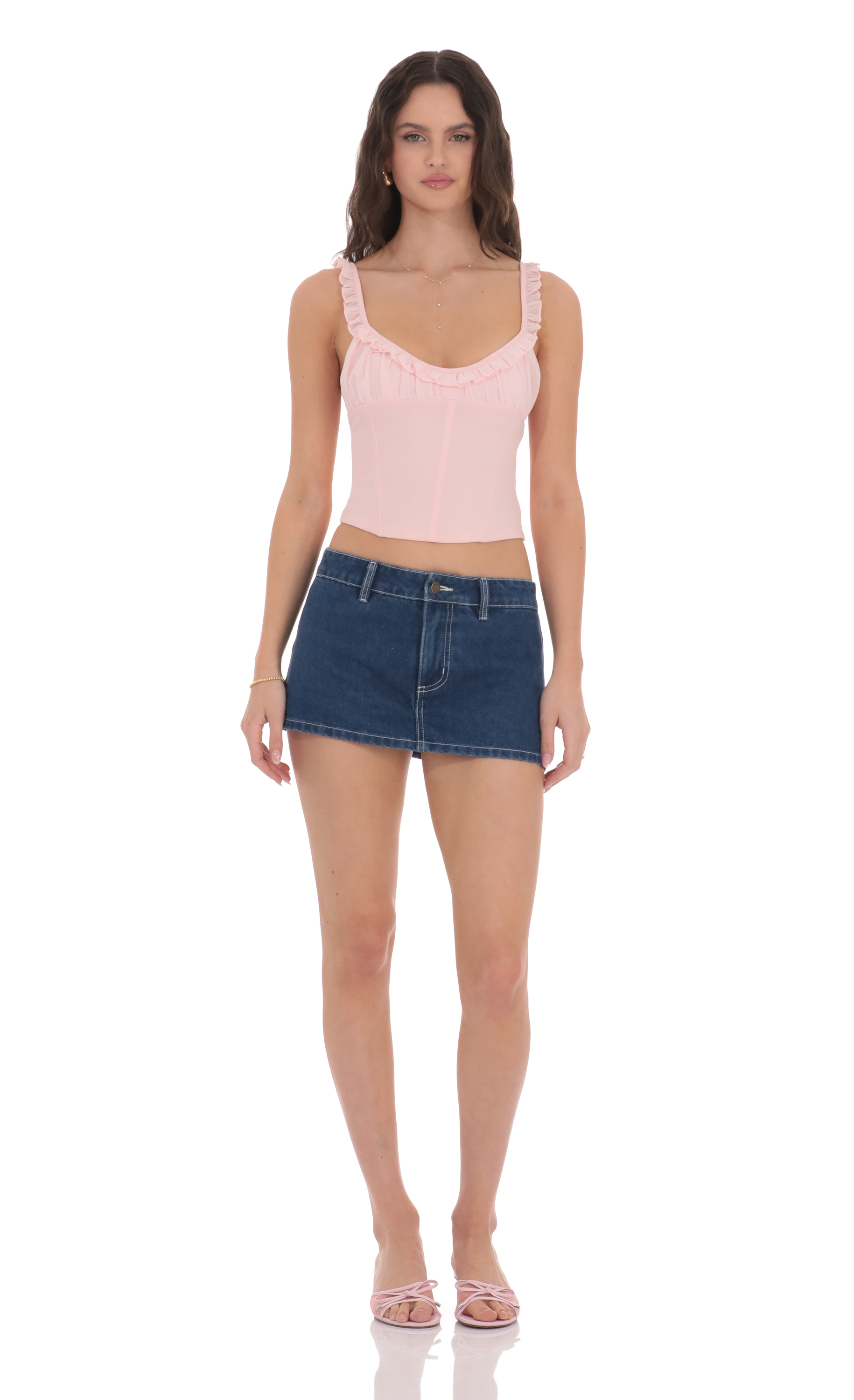 Denim Mini Skort in Blue-My Sky Diva