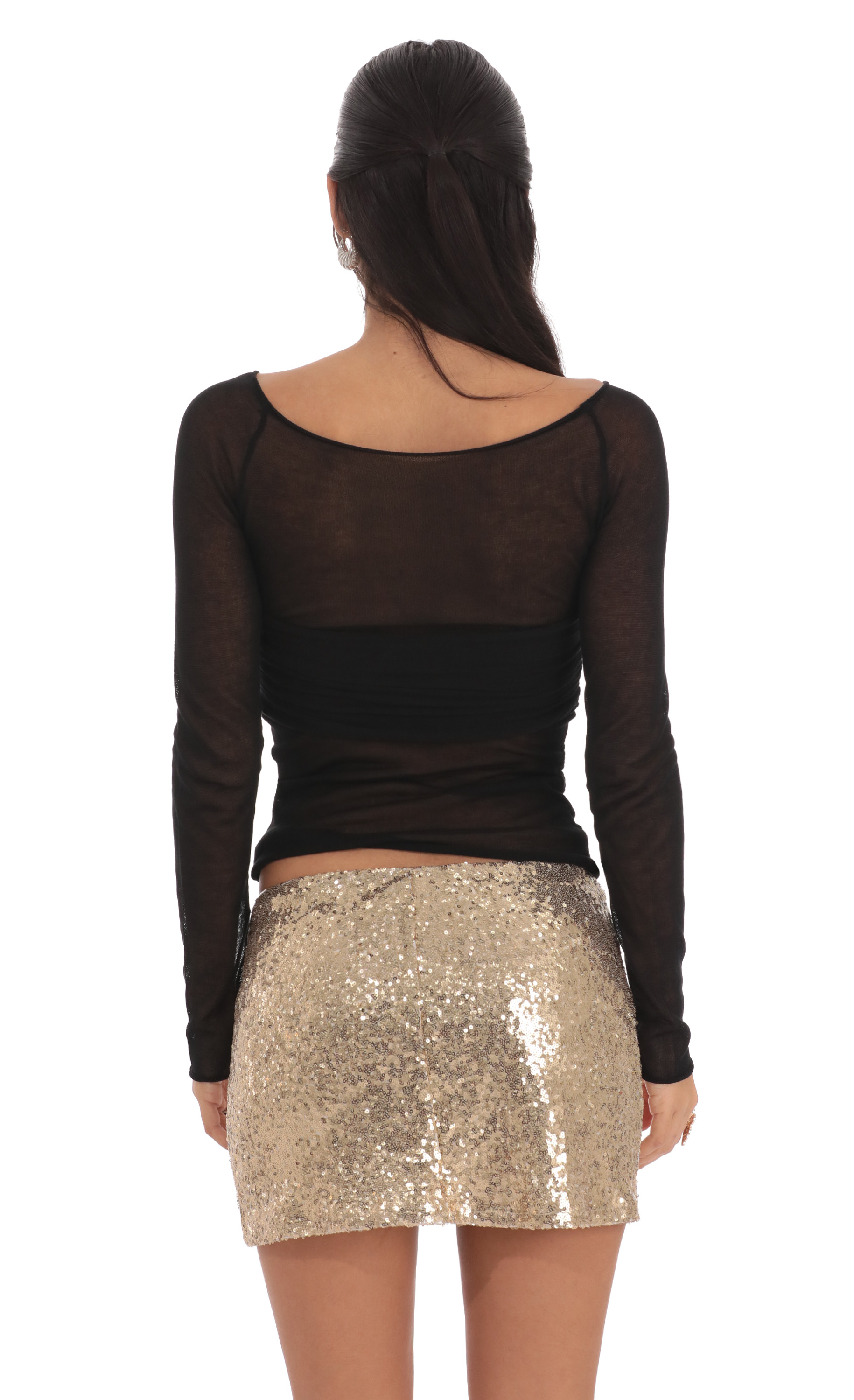 Sequin Slit Skirt in Gold-My Sky Diva