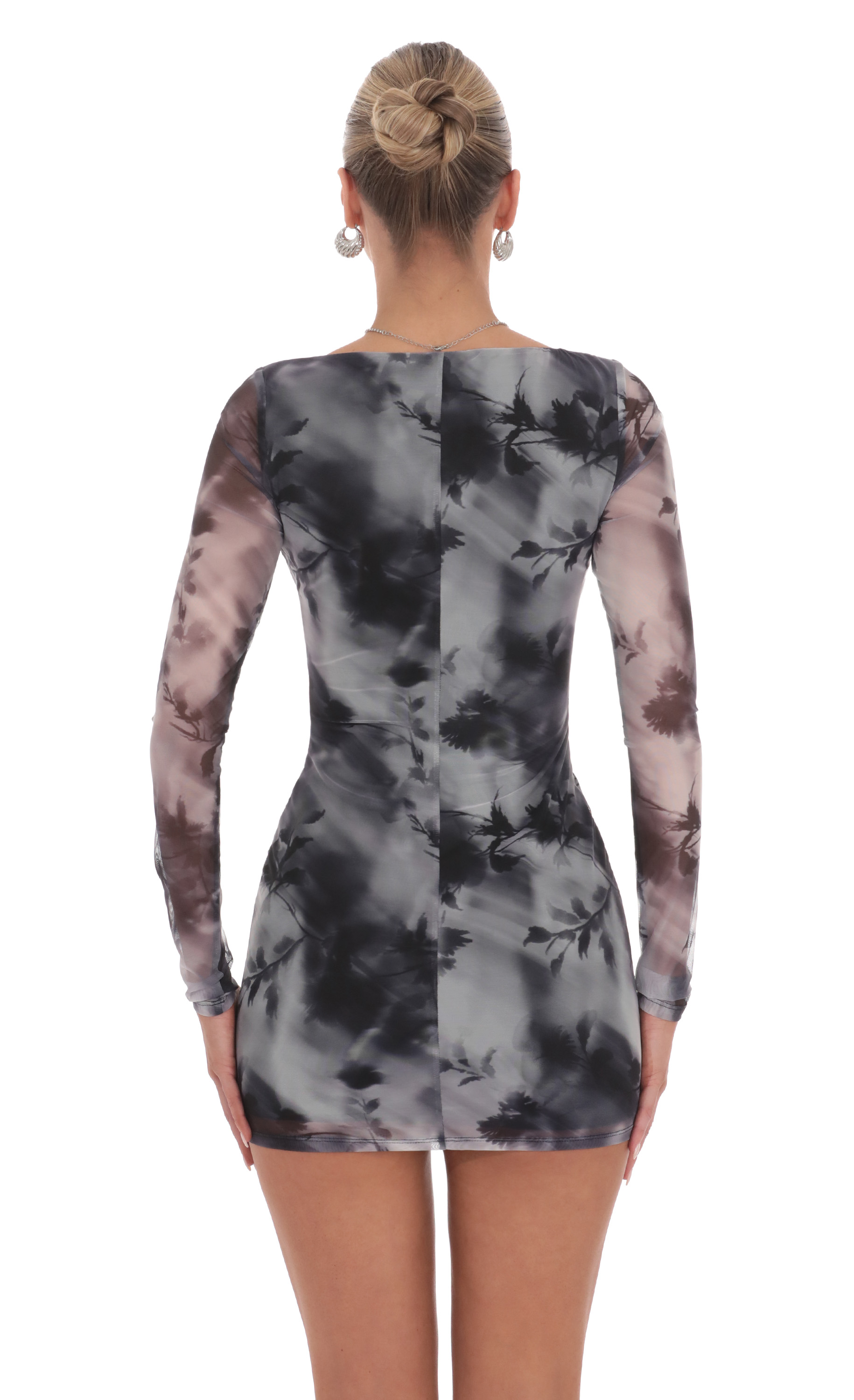 Midnight Print Bodycon Dress in Grey-My Sky Diva