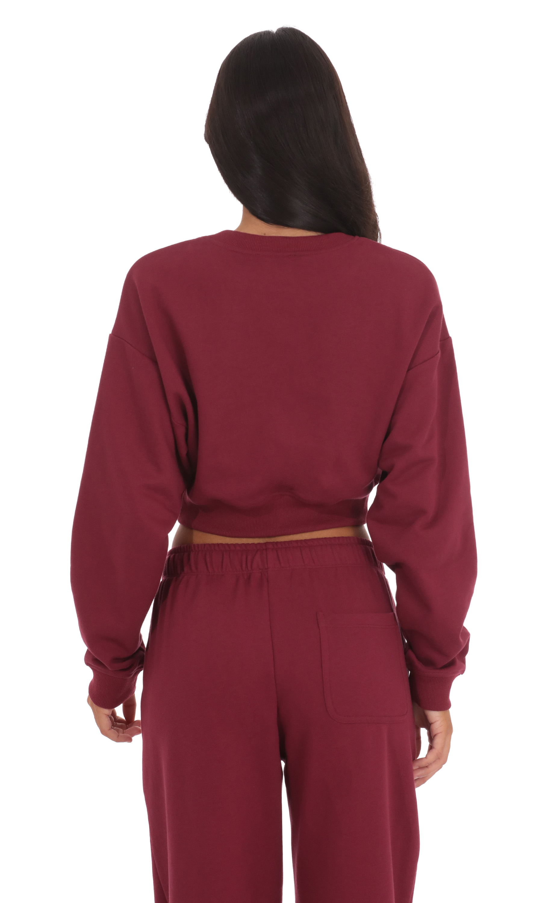 Cropped Jumper in Burgundy-My Sky Diva