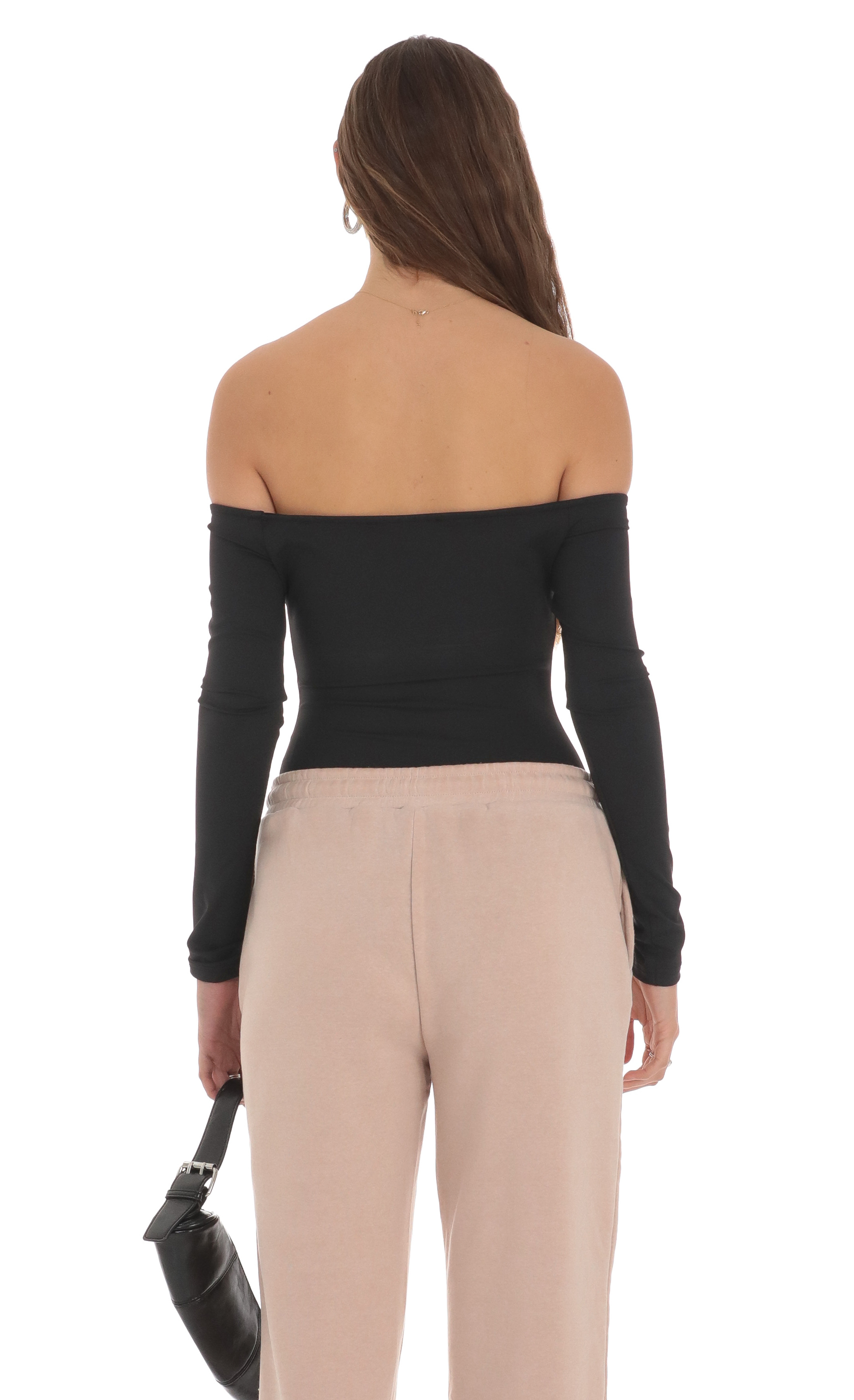 Off Shoulder Bodysuit in Black-My Sky Diva