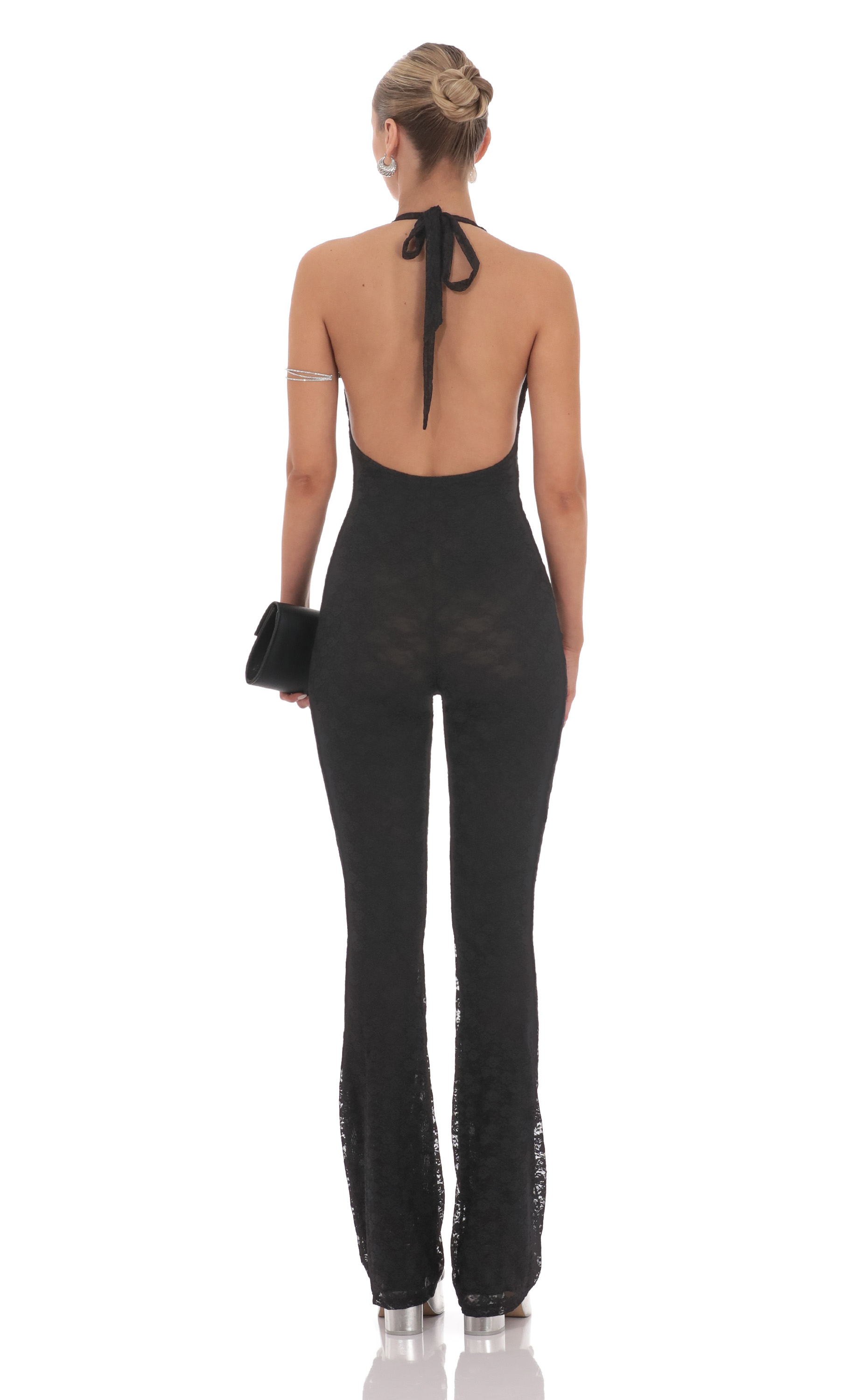 Lace Halter Jumpsuit in Black-My Sky Diva