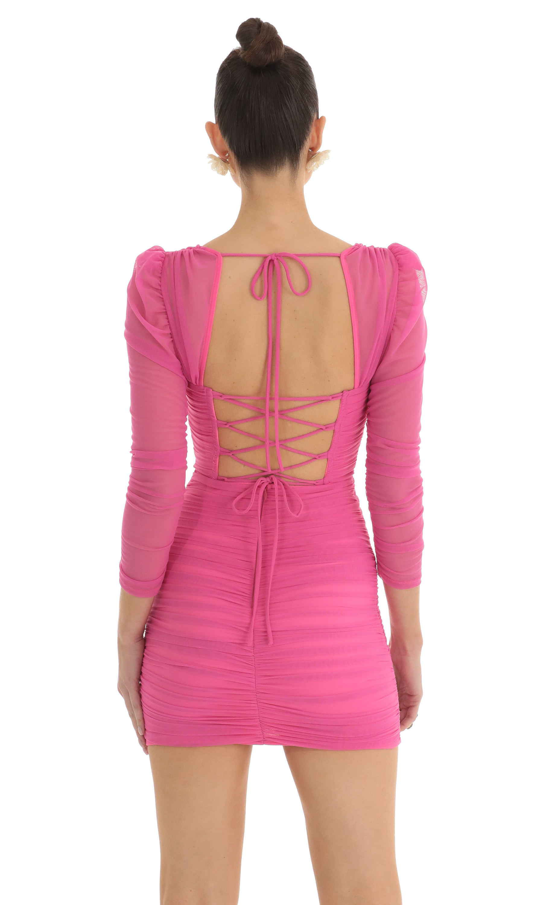 Mesh Corset Dress in Pink-My Sky Diva