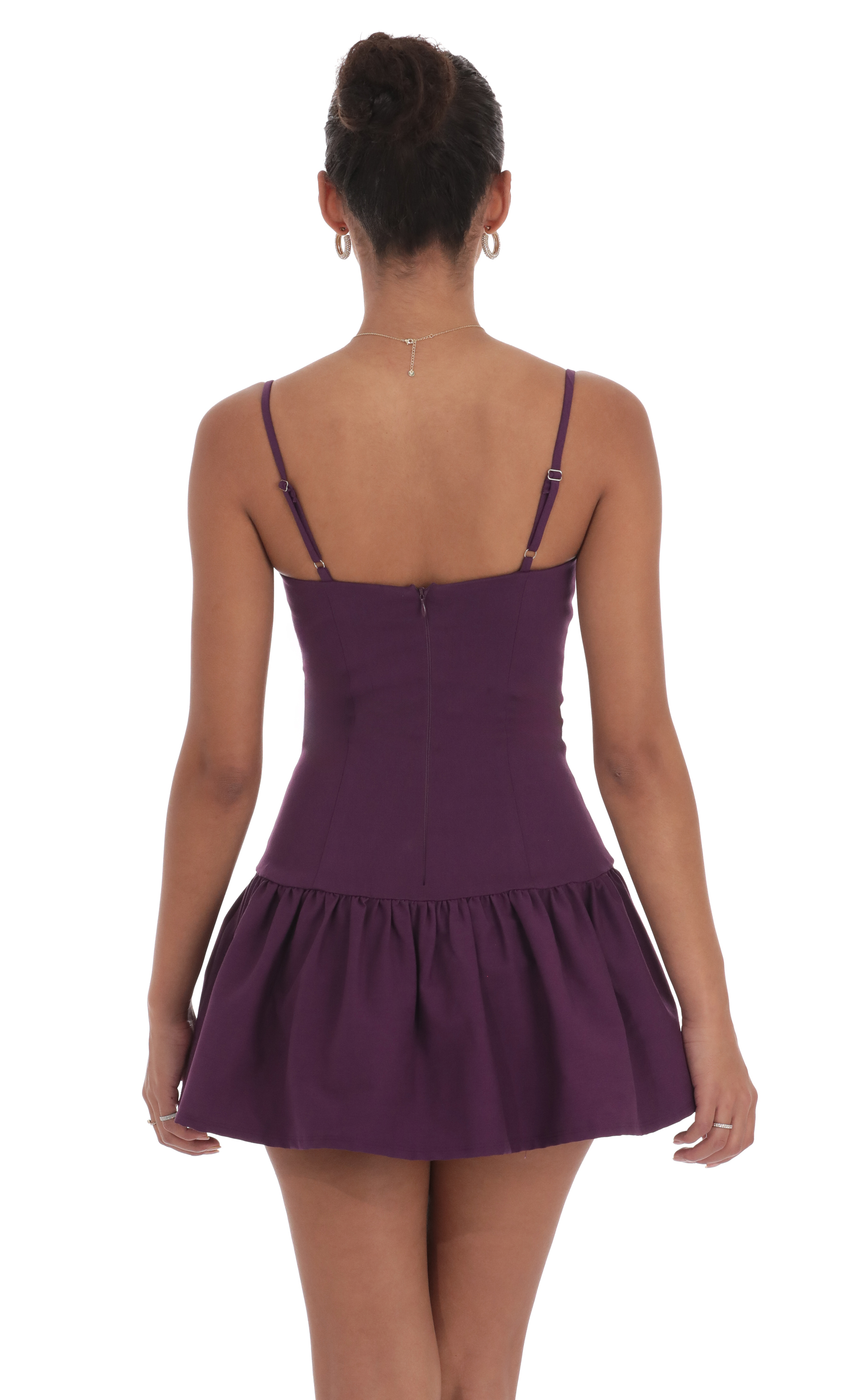 Double Bow Drop Waist Dress in Purple-My Sky Diva