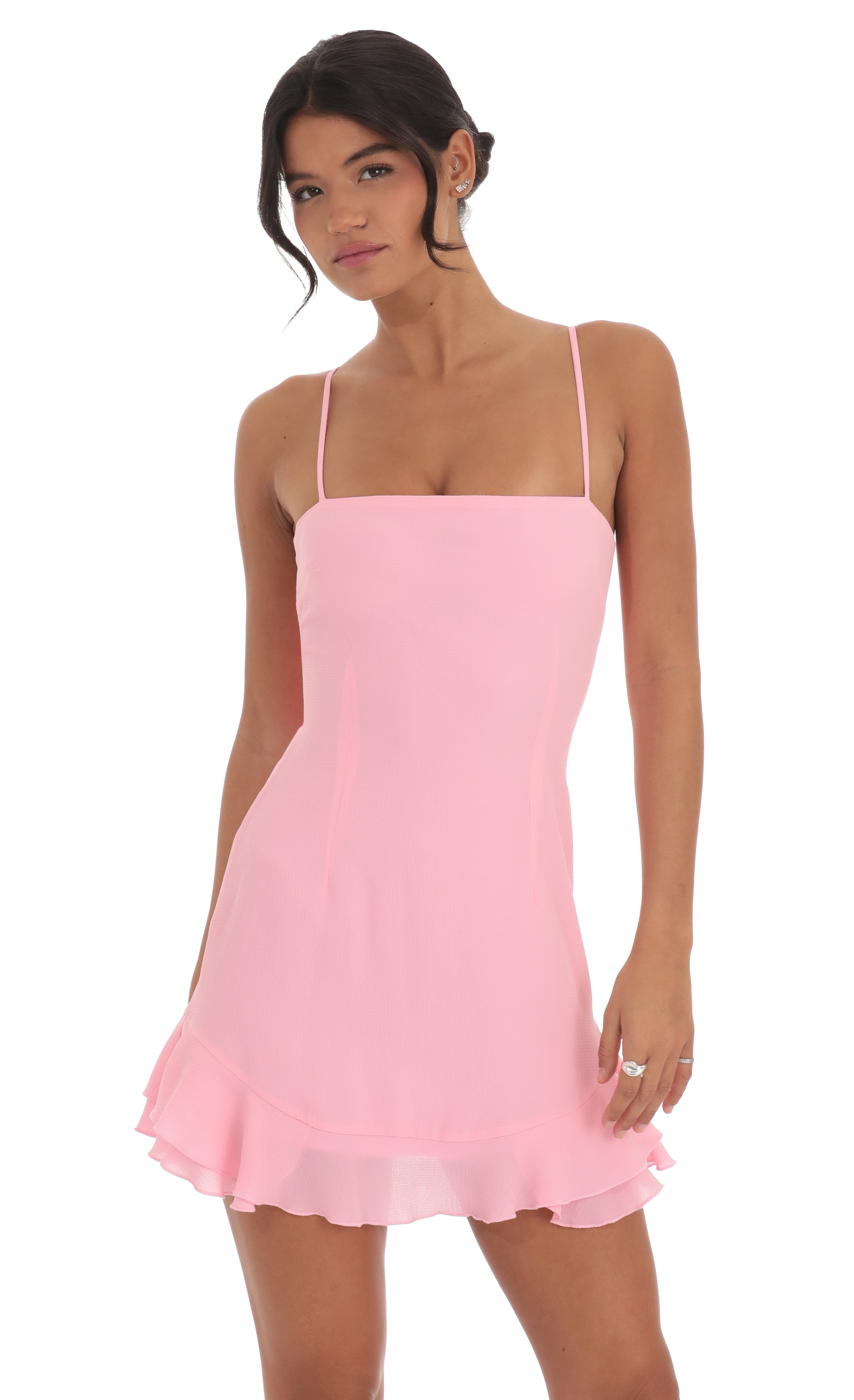 Ruffle Dress in Pink-My Sky Diva