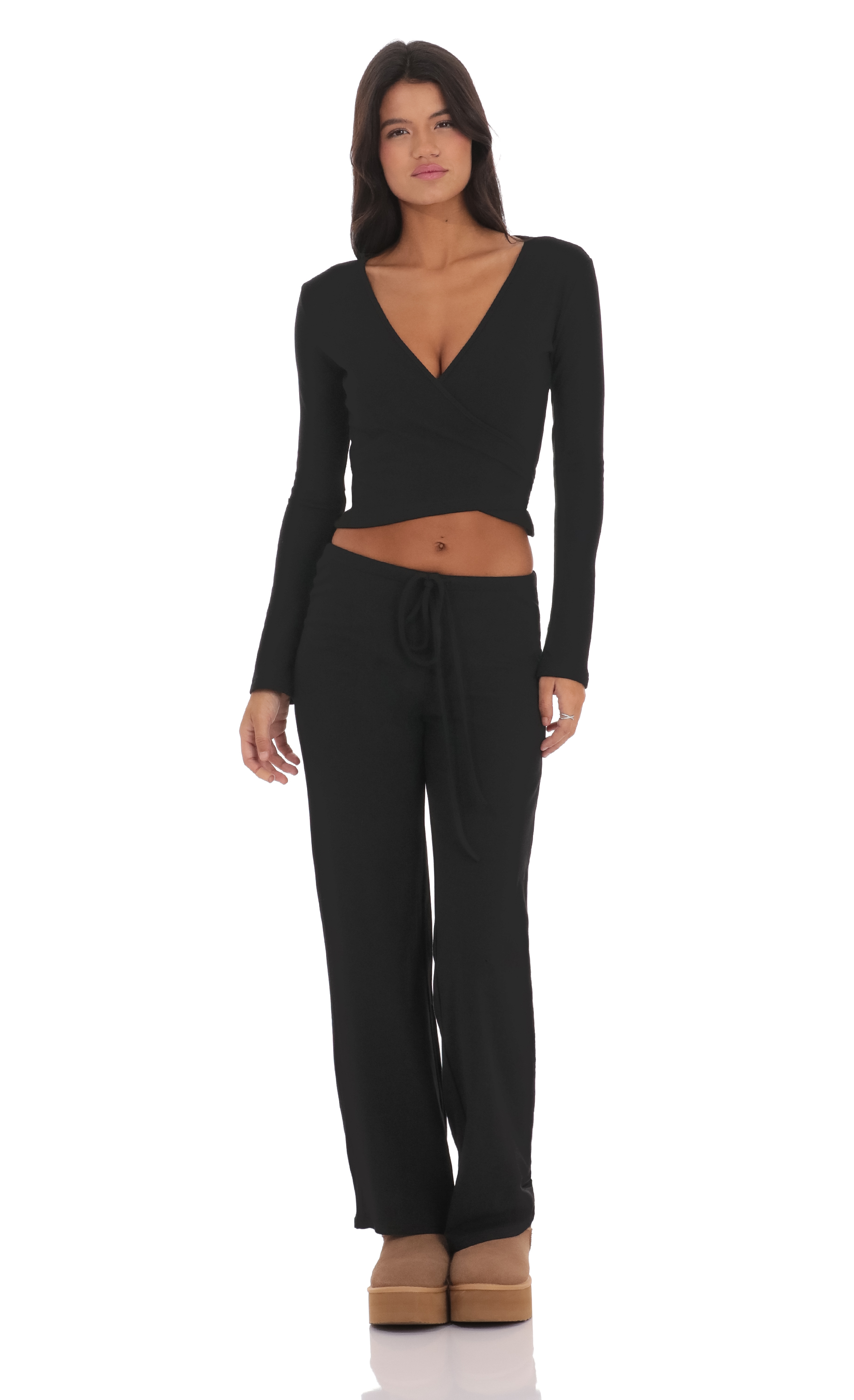 Two Piece Wrap Set in Black-My Sky Diva