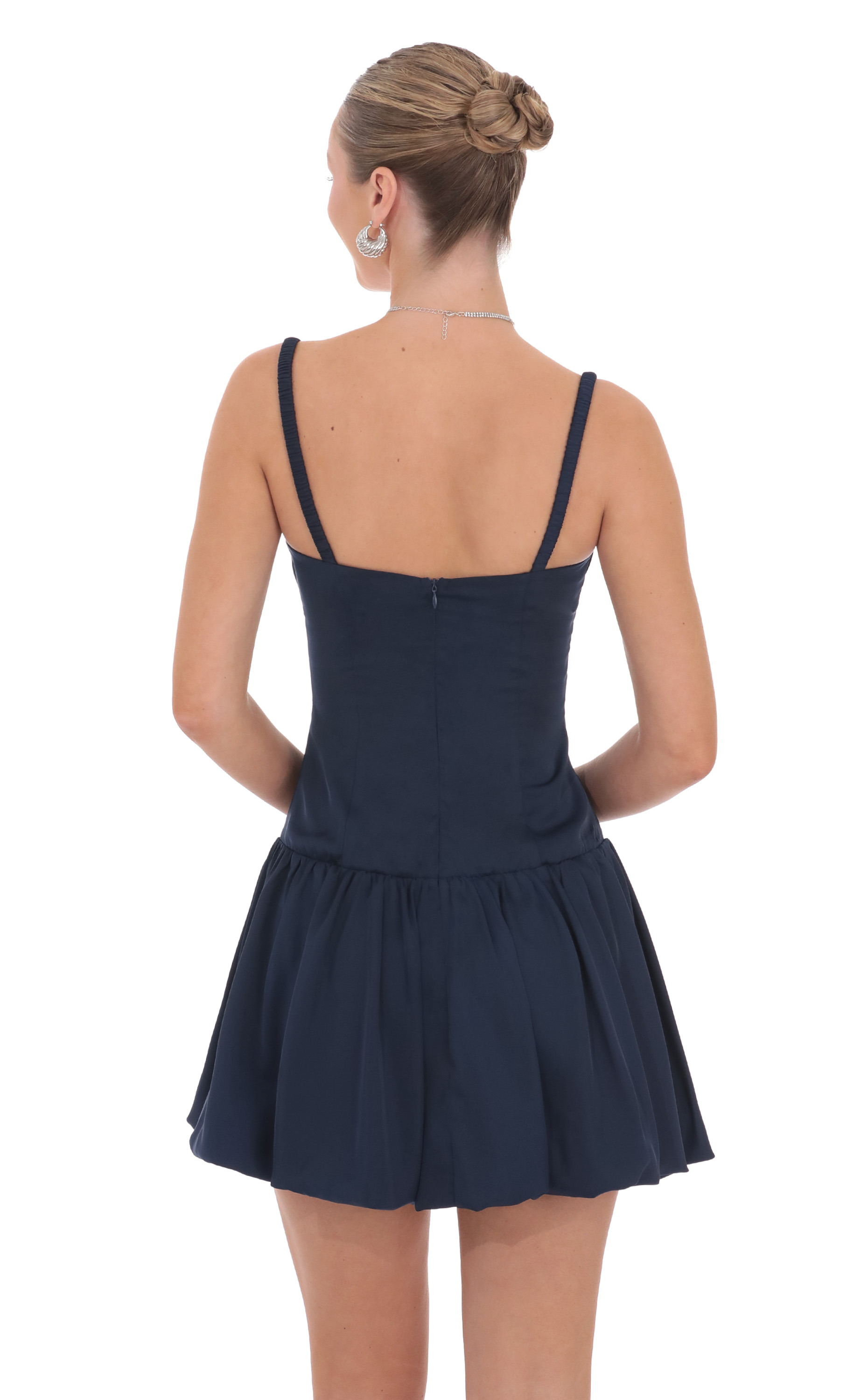 Ruched Bust Bubble Dress in Navy-My Sky Diva