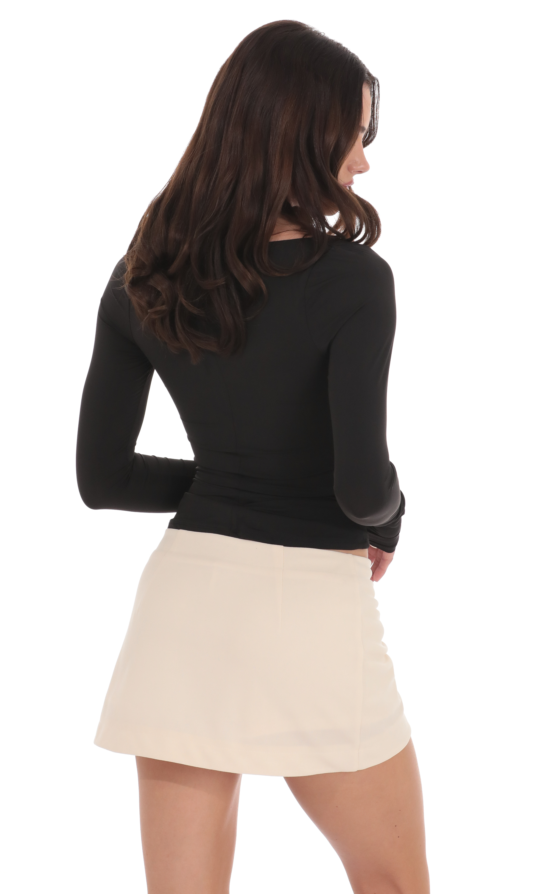 Side Slit Mini Skort in Cream-My Sky Diva