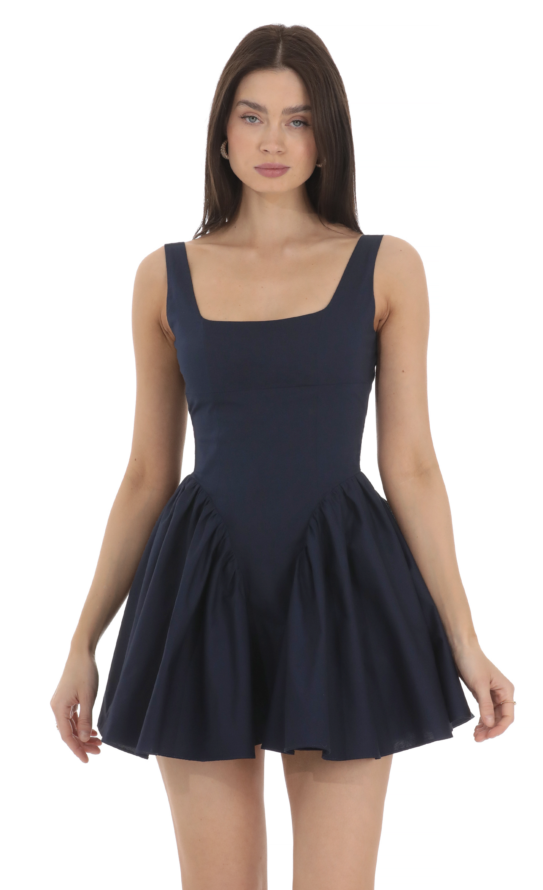 Open Back Flare Dress in Navy-My Sky Diva