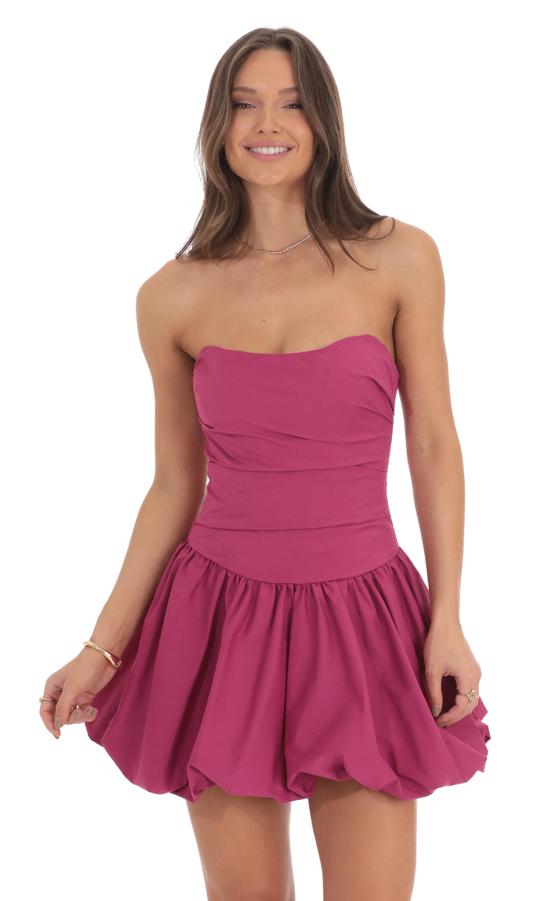 Pointed Corset Bubble Dress in Magenta-My Sky Diva