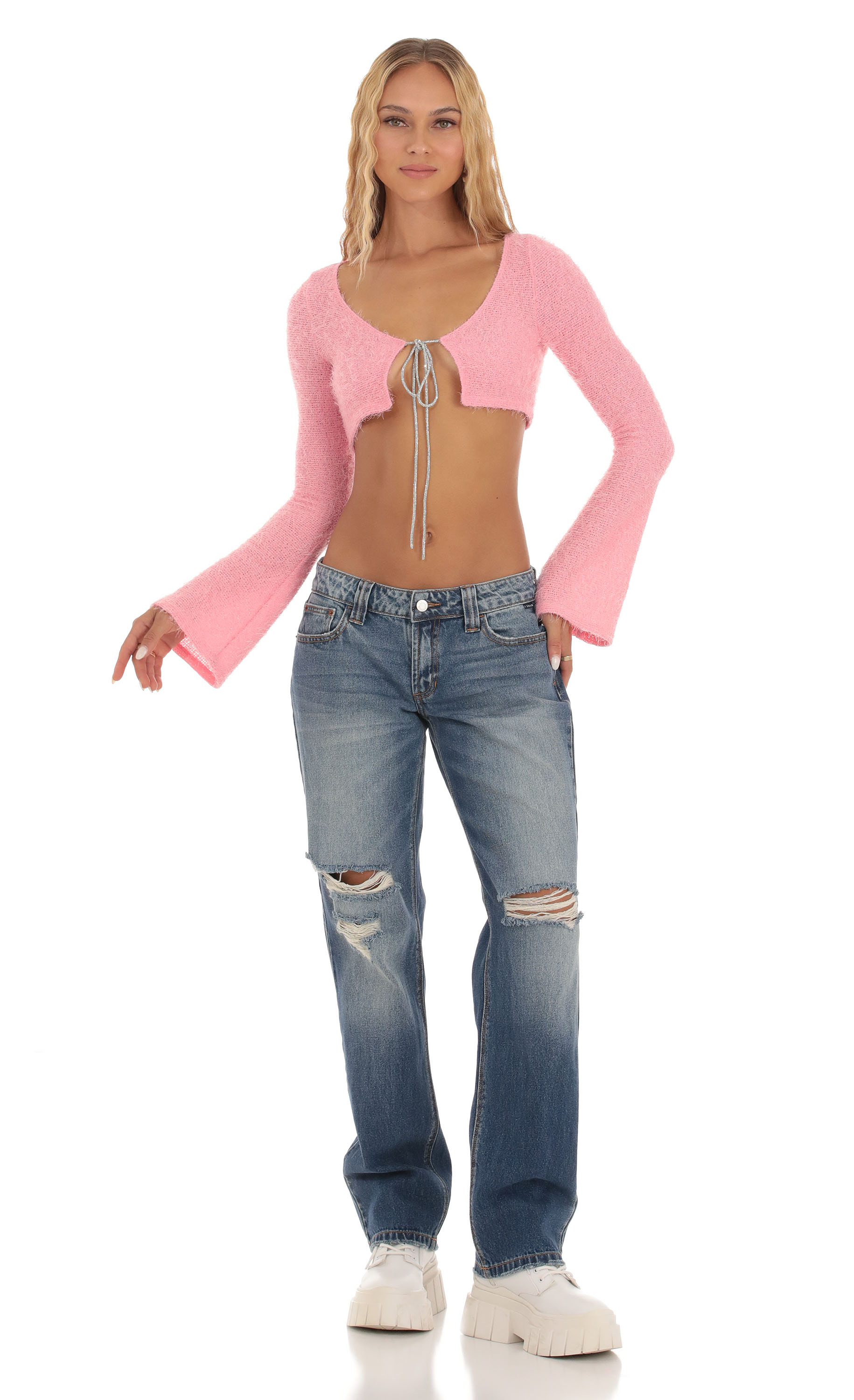 Rhinestone Cardigan in Pink-My Sky Diva