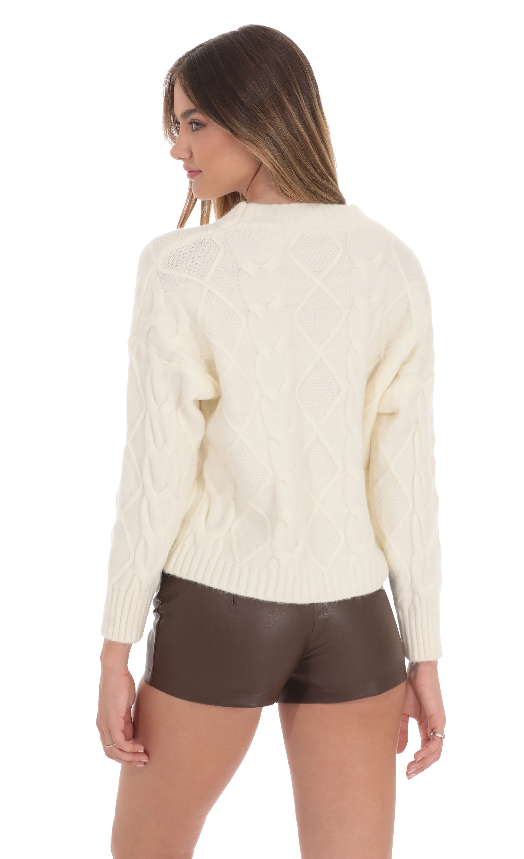 Cable Knit Jumper in Ivory-My Sky Diva