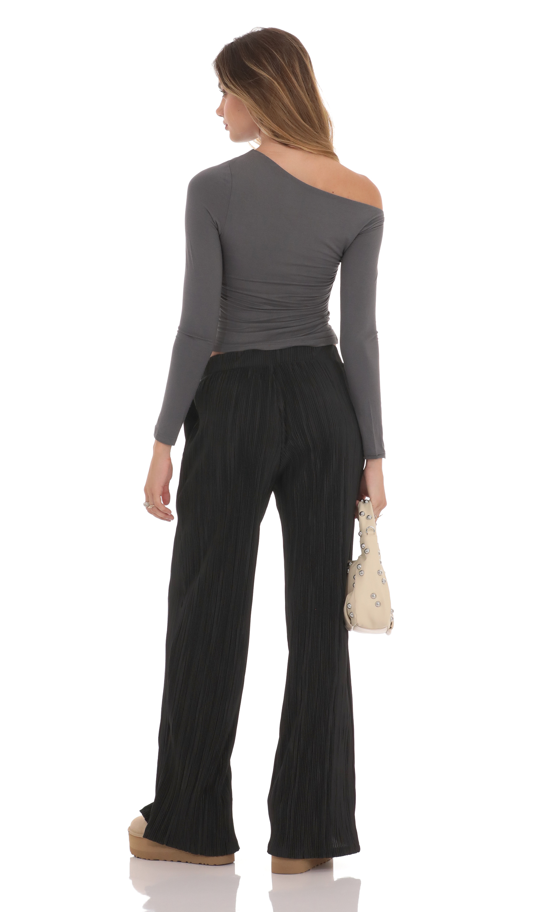 Pleated Straight Pants in Black-My Sky Diva