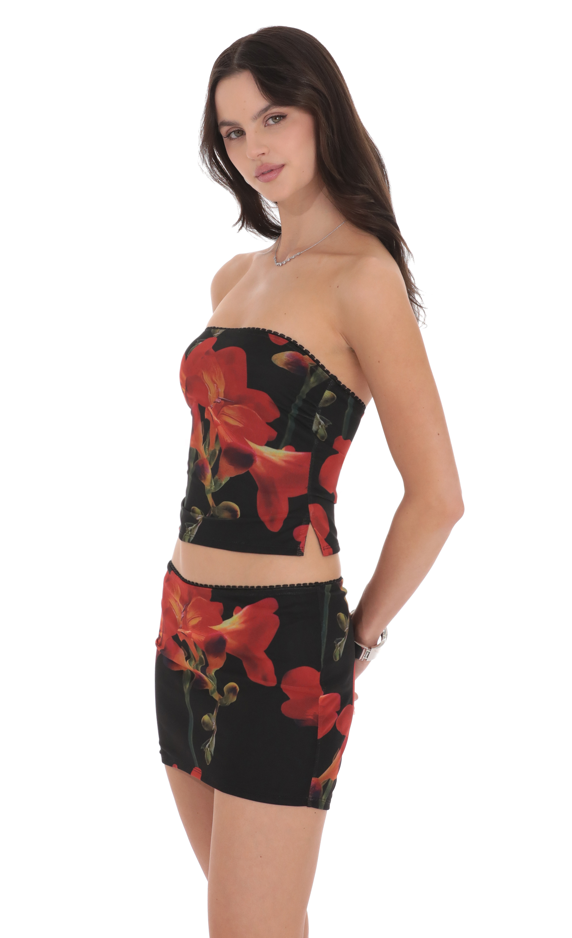 Mesh Floral Skirt in Black-My Sky Diva