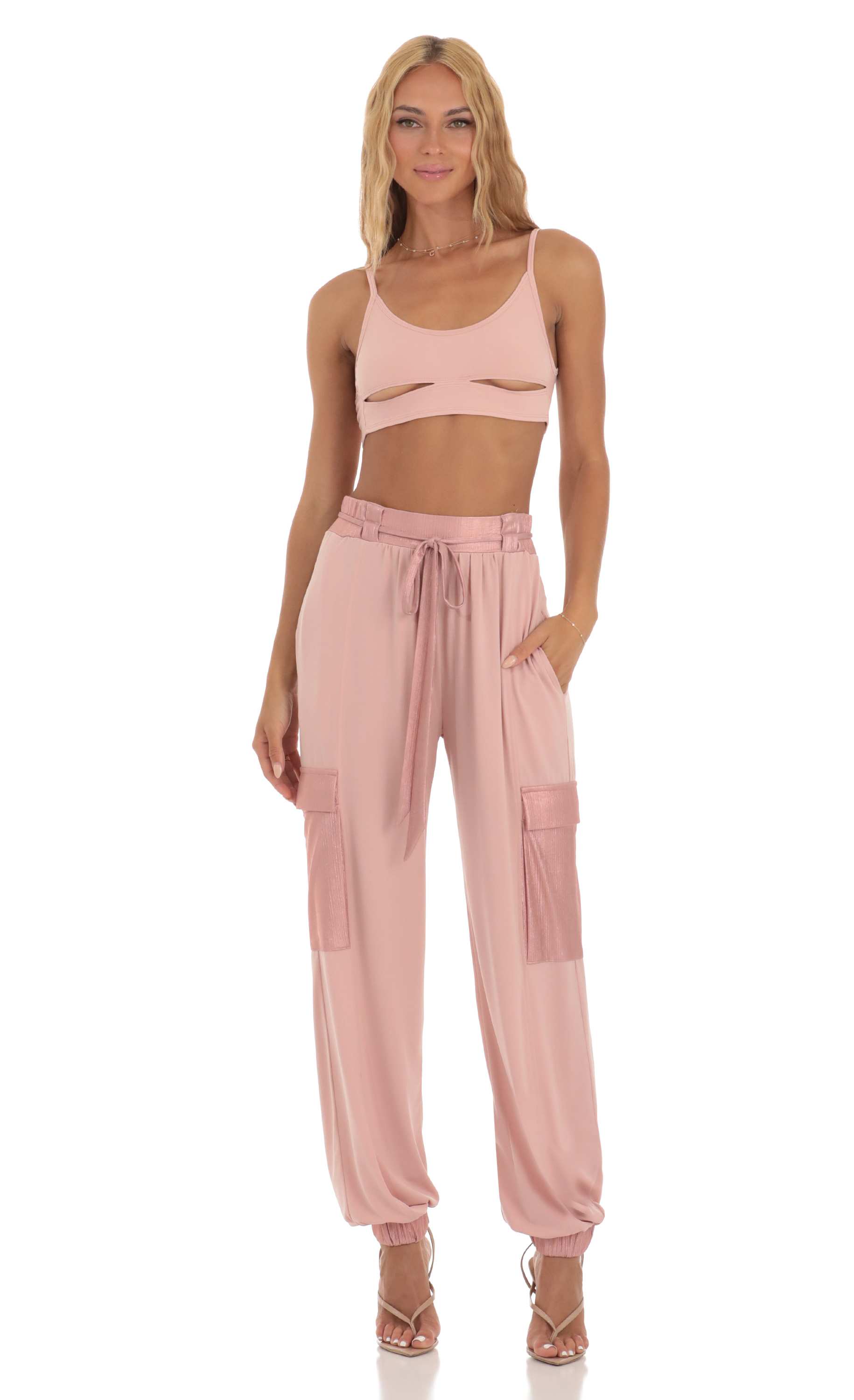 Shimmer Two Piece Set in Pink-My Sky Diva