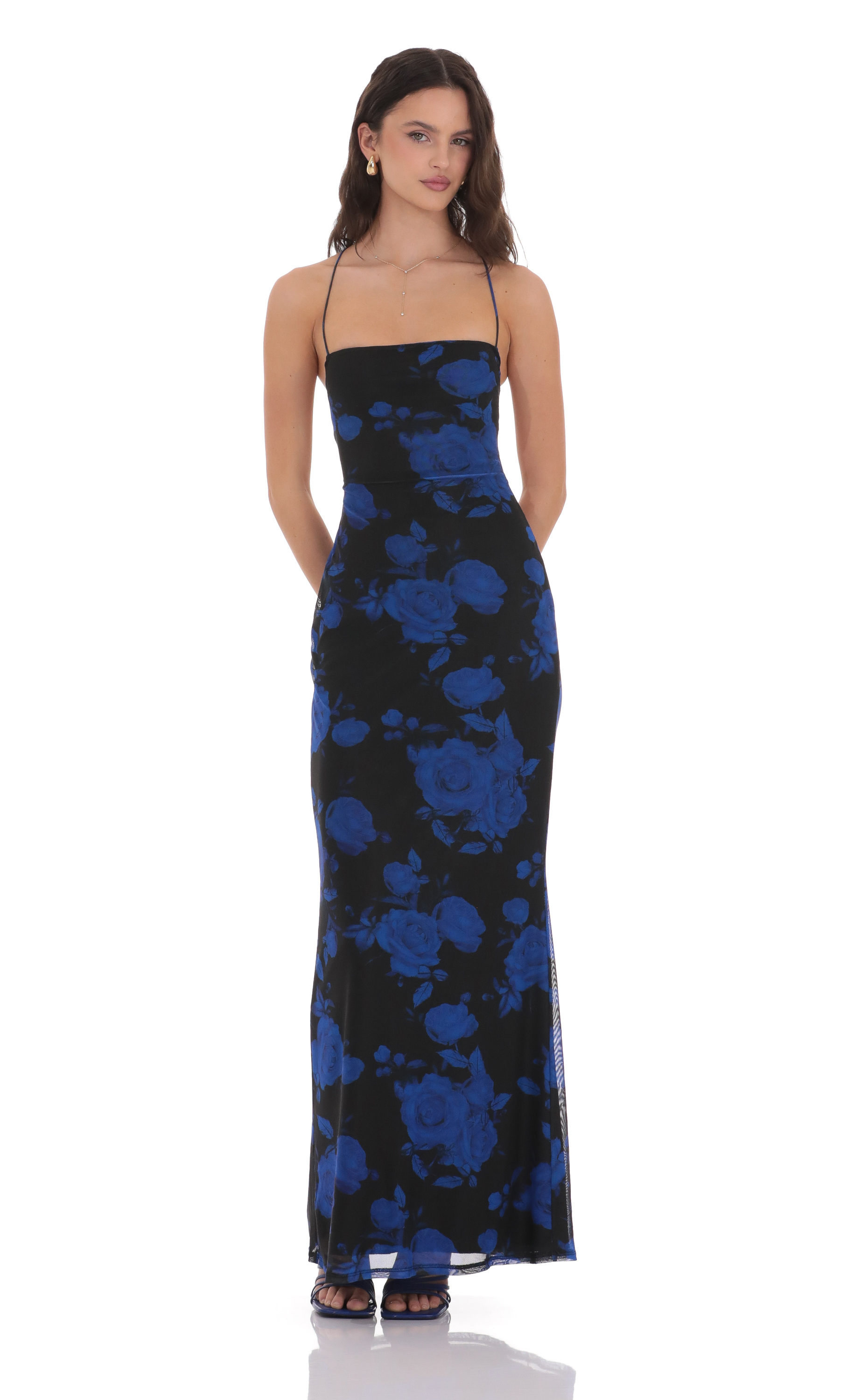 Floral Bodycon Open Back Maxi Dress-My Sky Diva