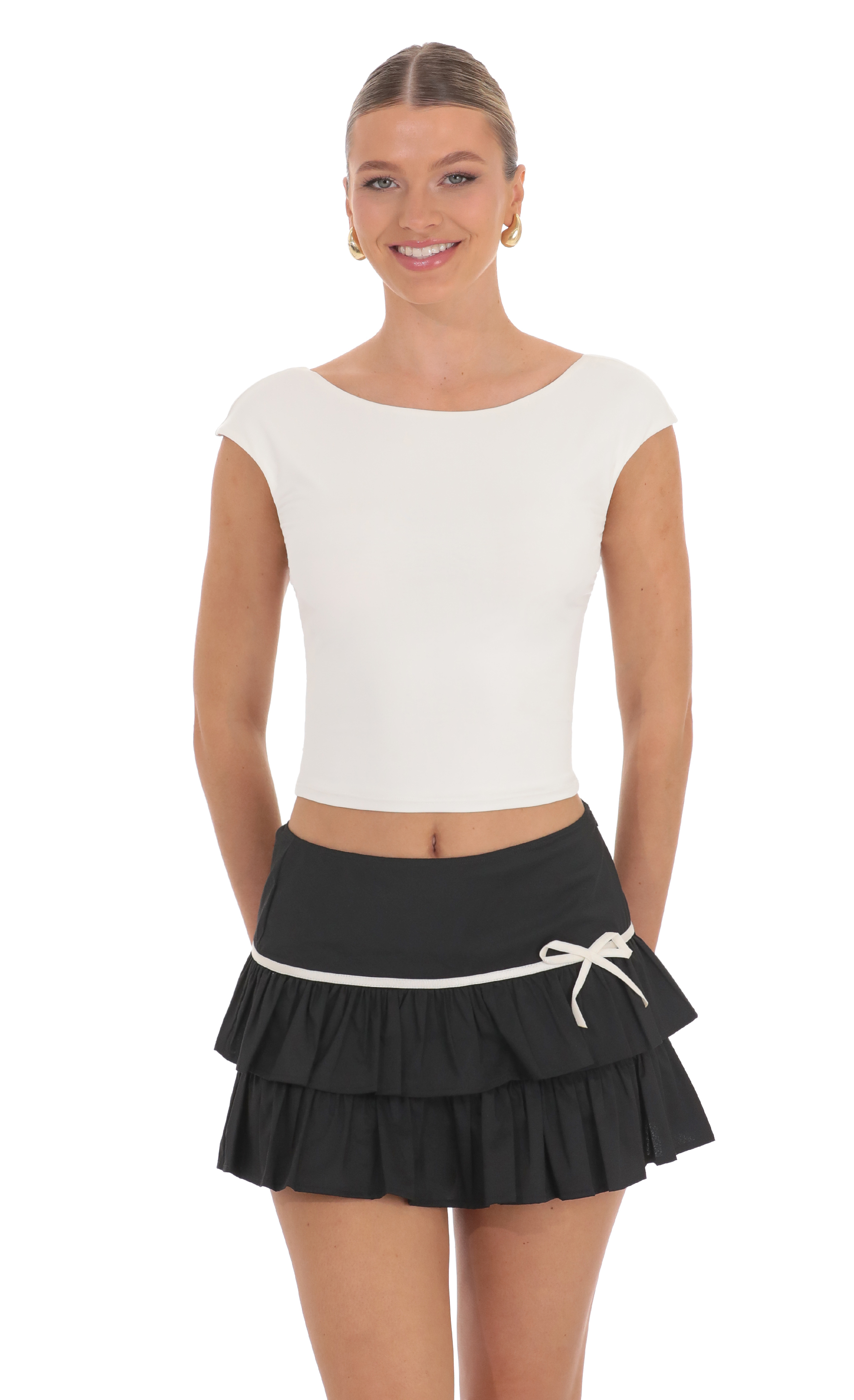 Bow Ruffle Skirt in Black-My Sky Diva