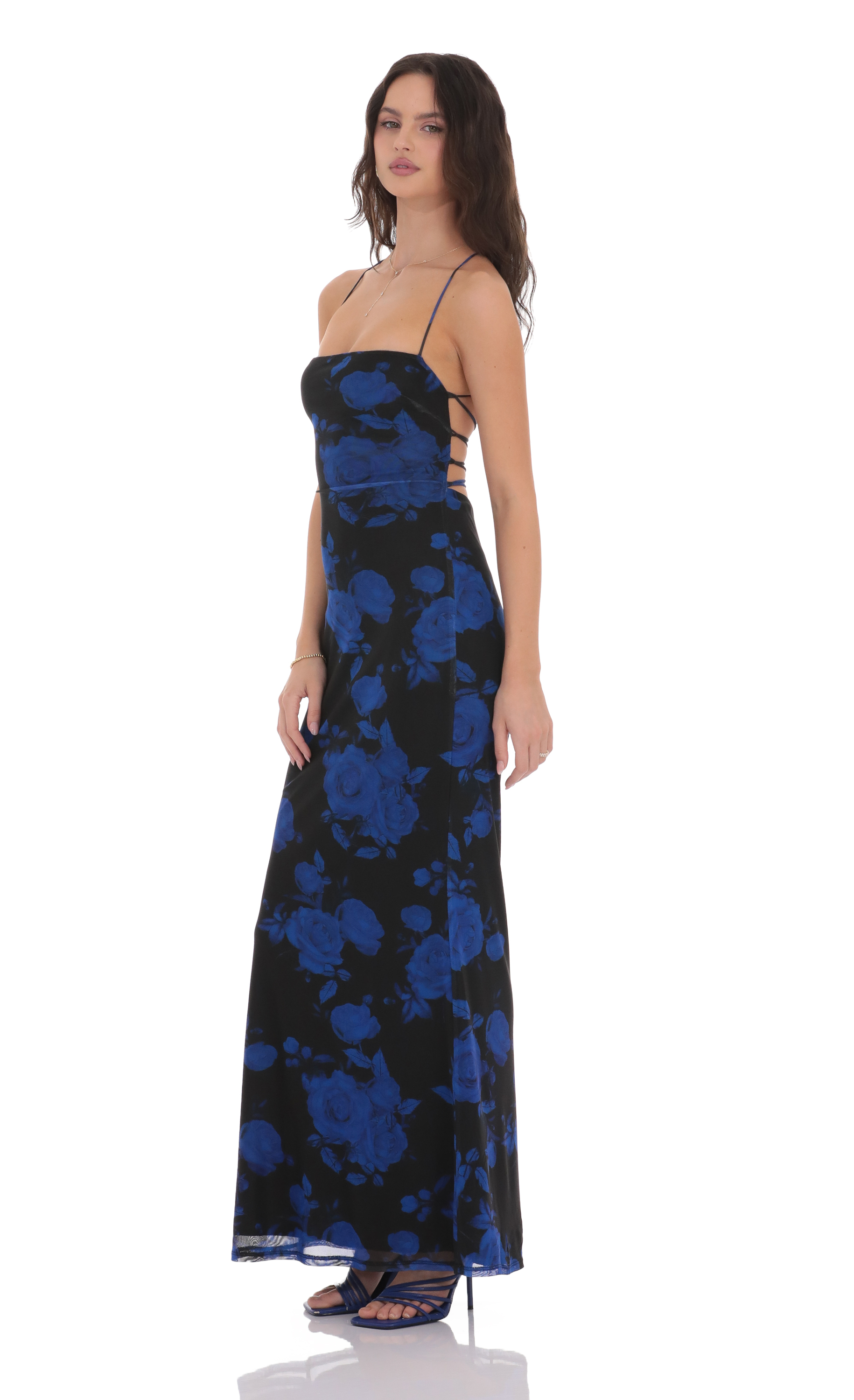 Floral Bodycon Open Back Maxi Dress-My Sky Diva