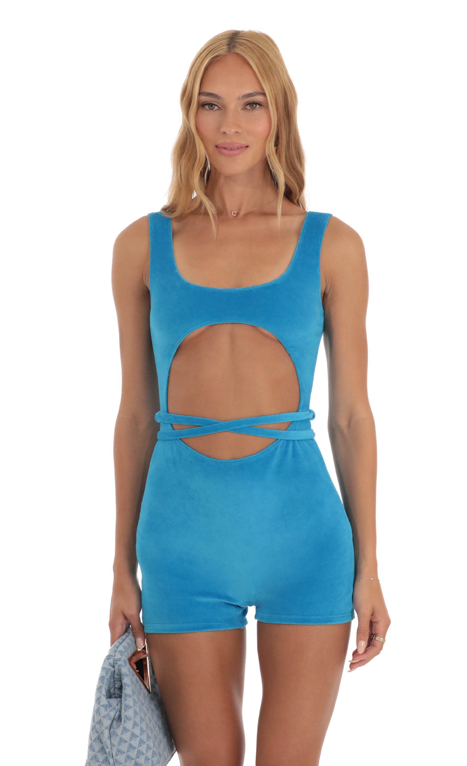 Cutout Romper in Blue-My Sky Diva
