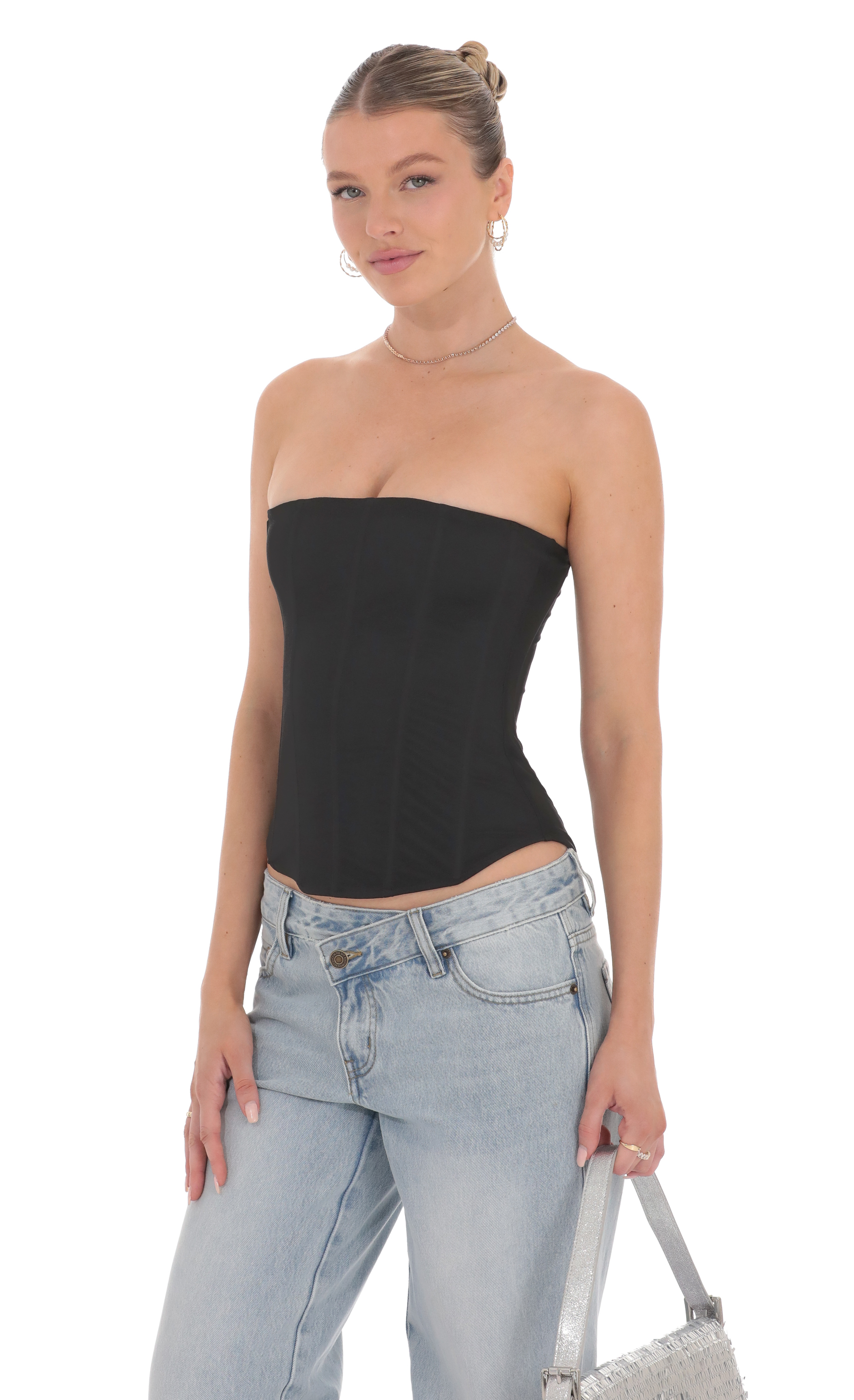 Strapless Corset Top in Black-My Sky Diva