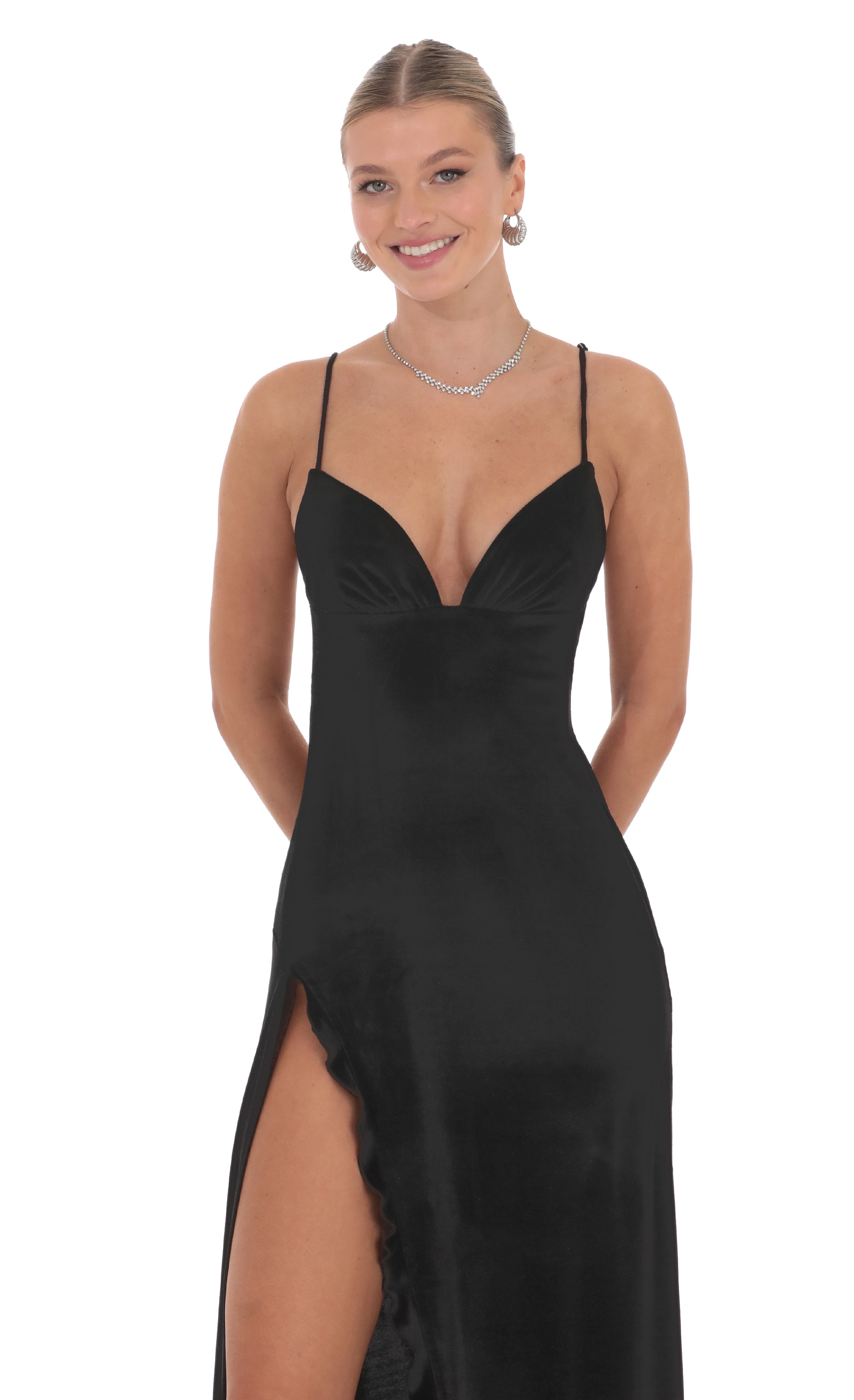 Velvet Ruffle Maxi Dress in Black-My Sky Diva