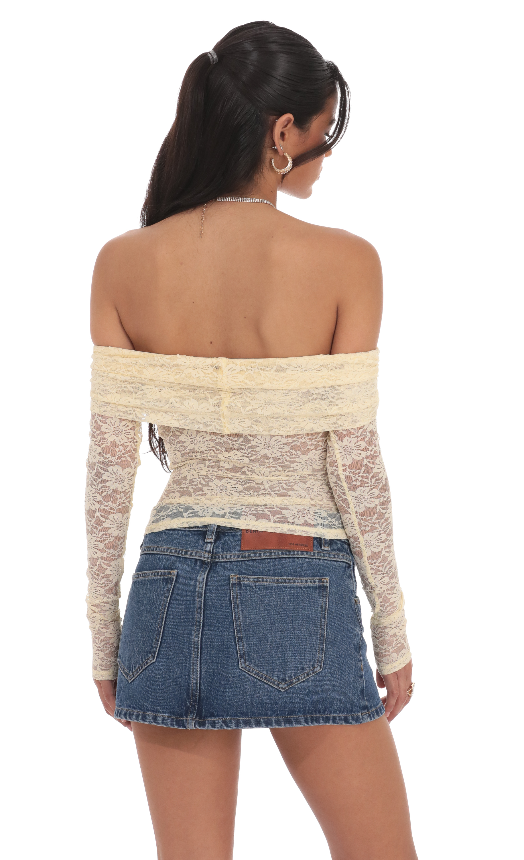 Lace Off Shoulder Top in Yellow-My Sky Diva