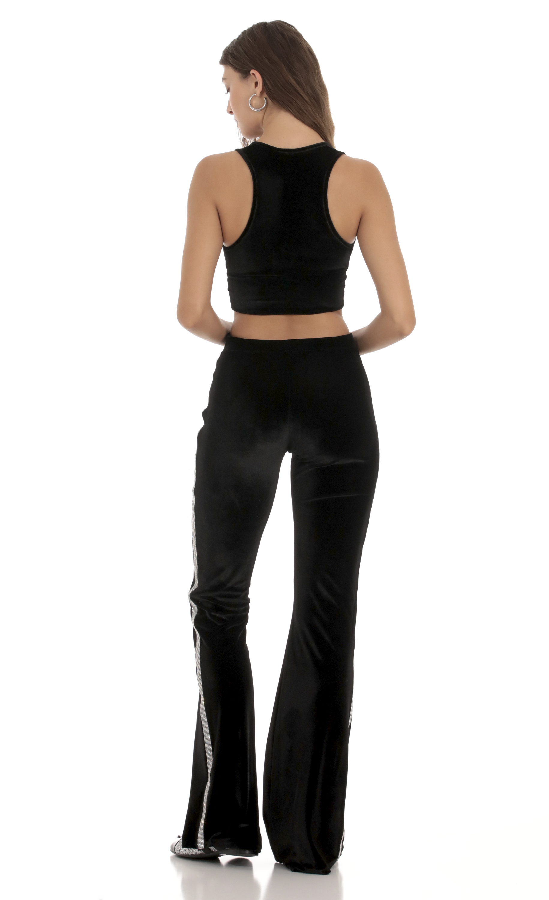 Rhinestone VelvetTwo Piece Set in Black-My Sky Diva