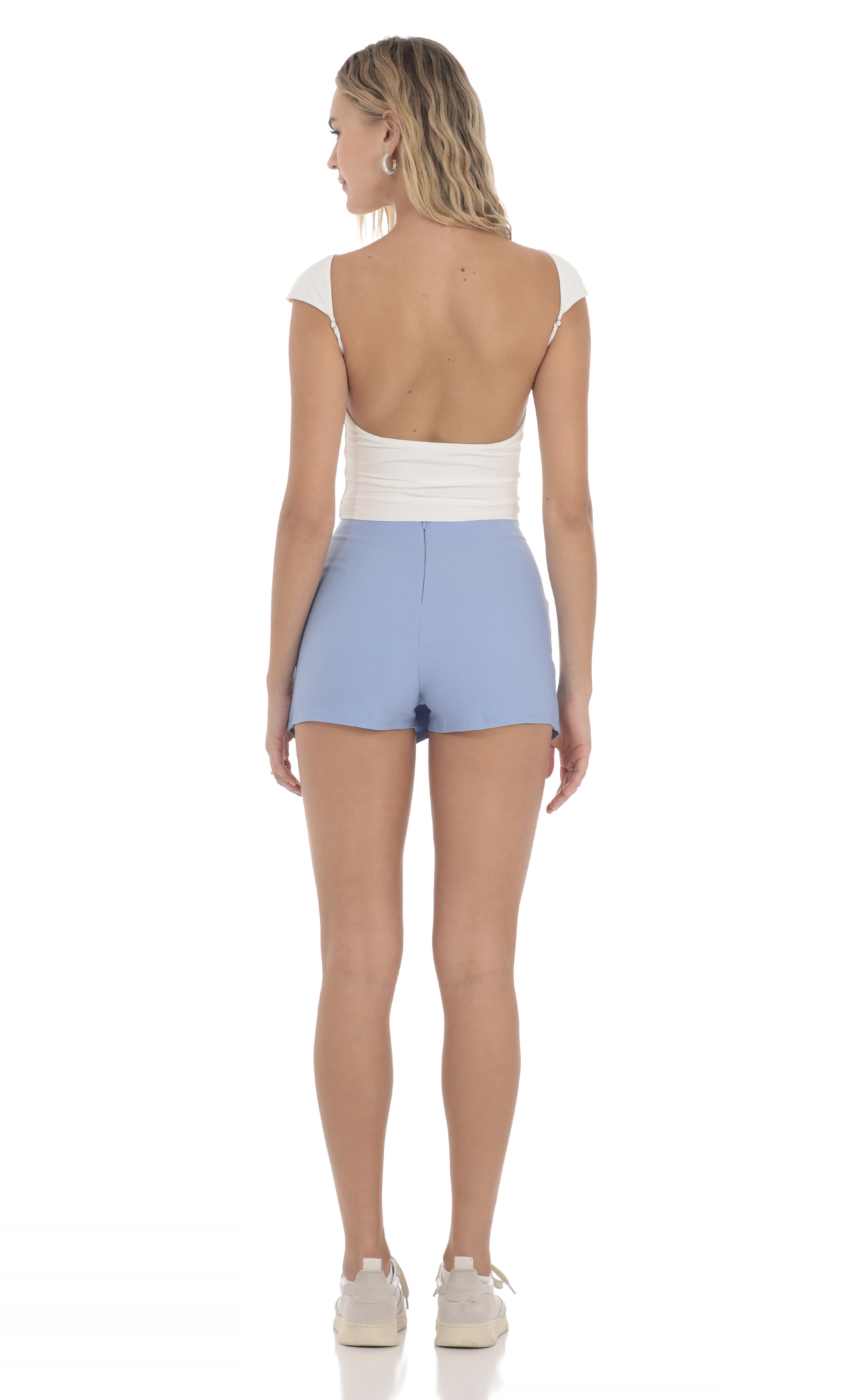 Asymmetric Skort In Blue-My Sky Diva