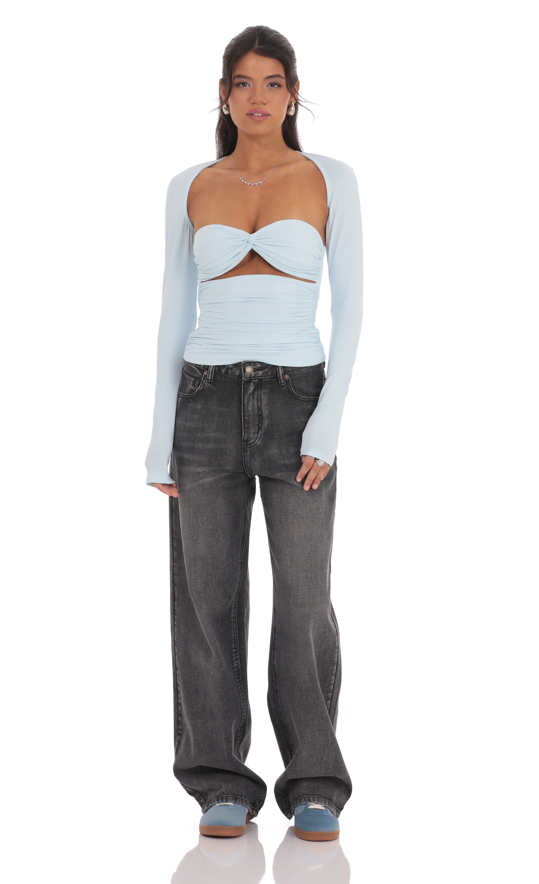 Two Piece Cutout Top in Light Blue-My Sky Diva