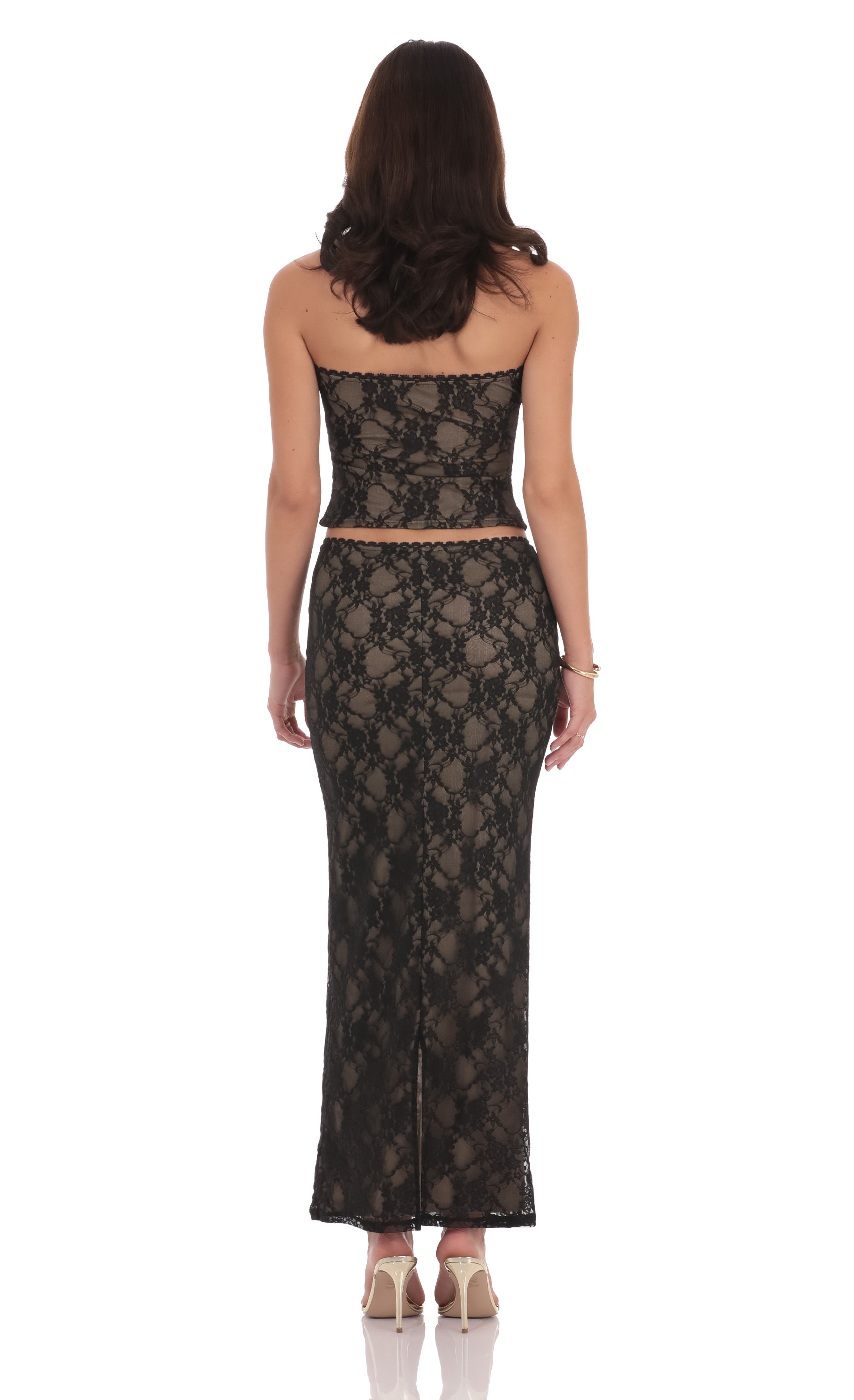 Lace Strapless Two Piece Set in Black-My Sky Diva