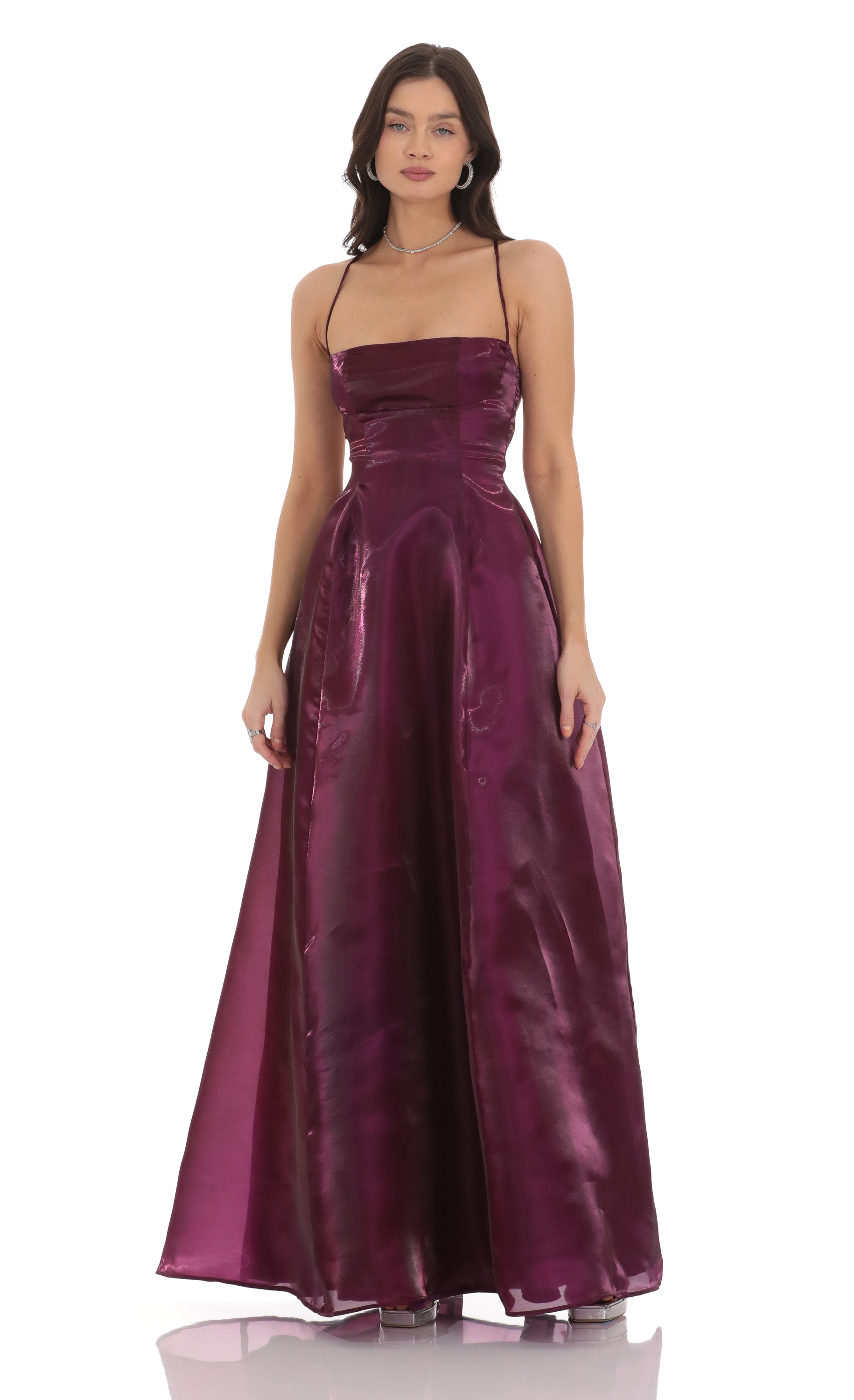 Sheen Fit and Flare Maxi Dress in Purple-My Sky Diva