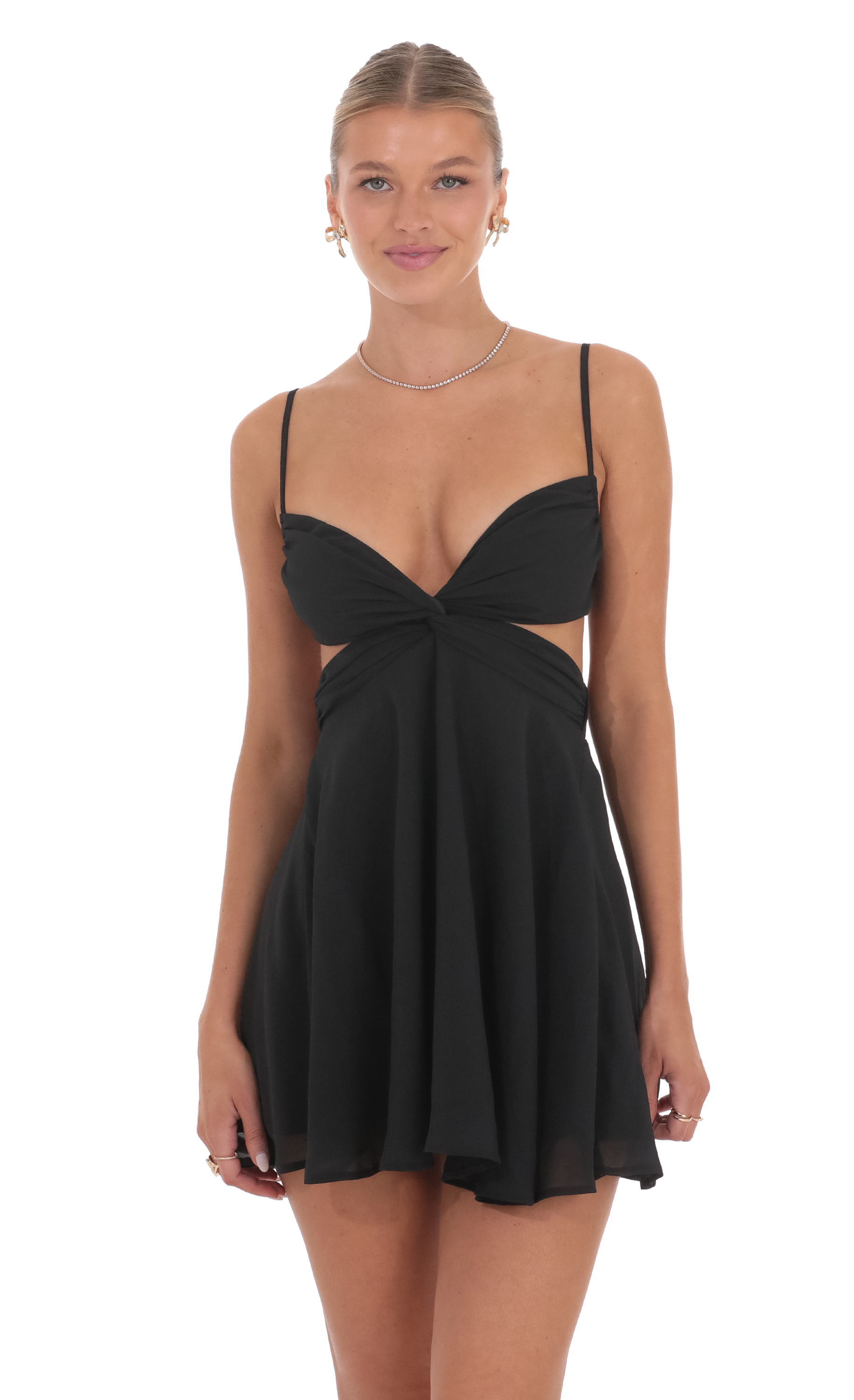 Cutout Fit and Flare Dress in Black-My Sky Diva