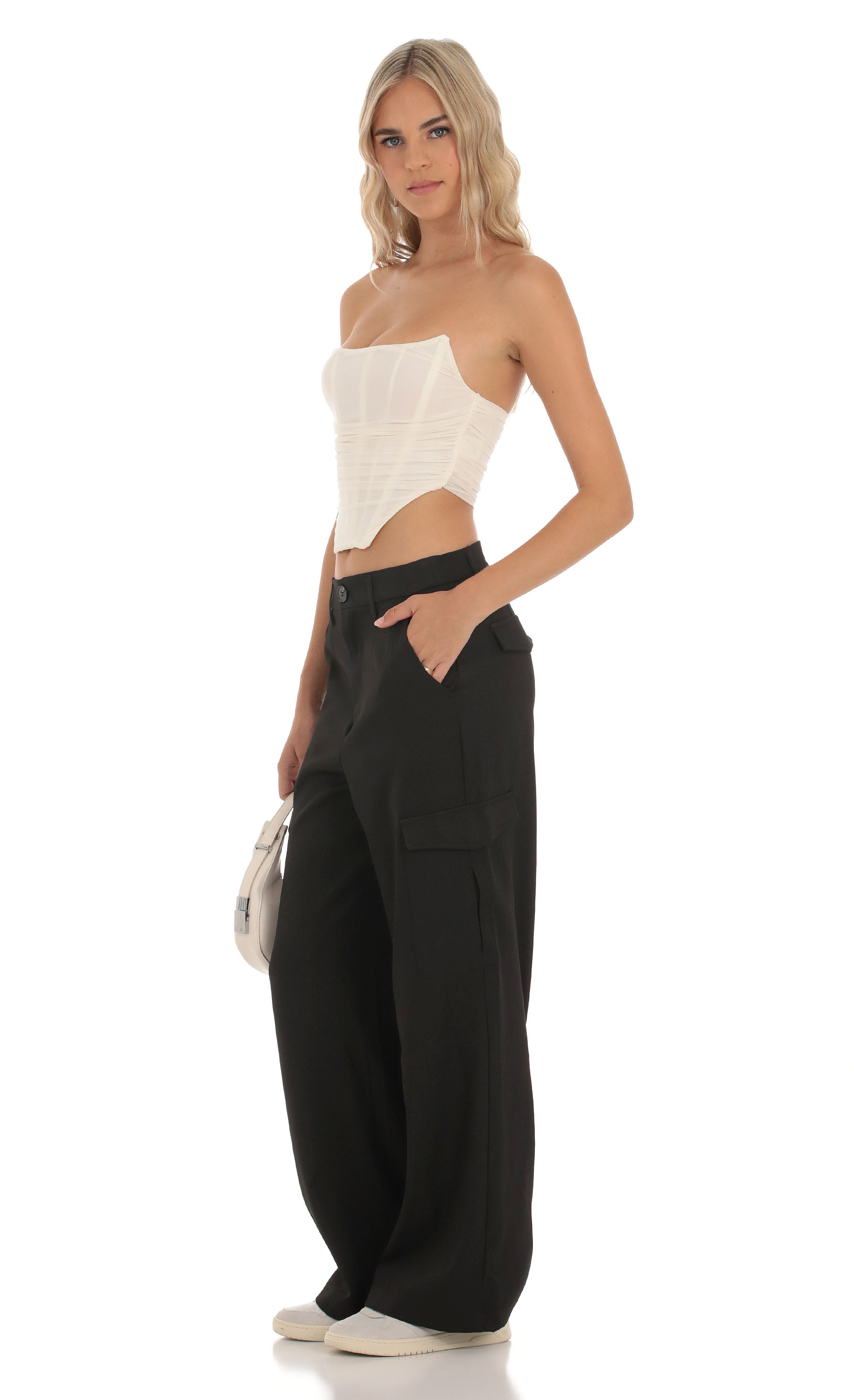 Hecate Wide Leg Cargo Pants in Black-My Sky Diva