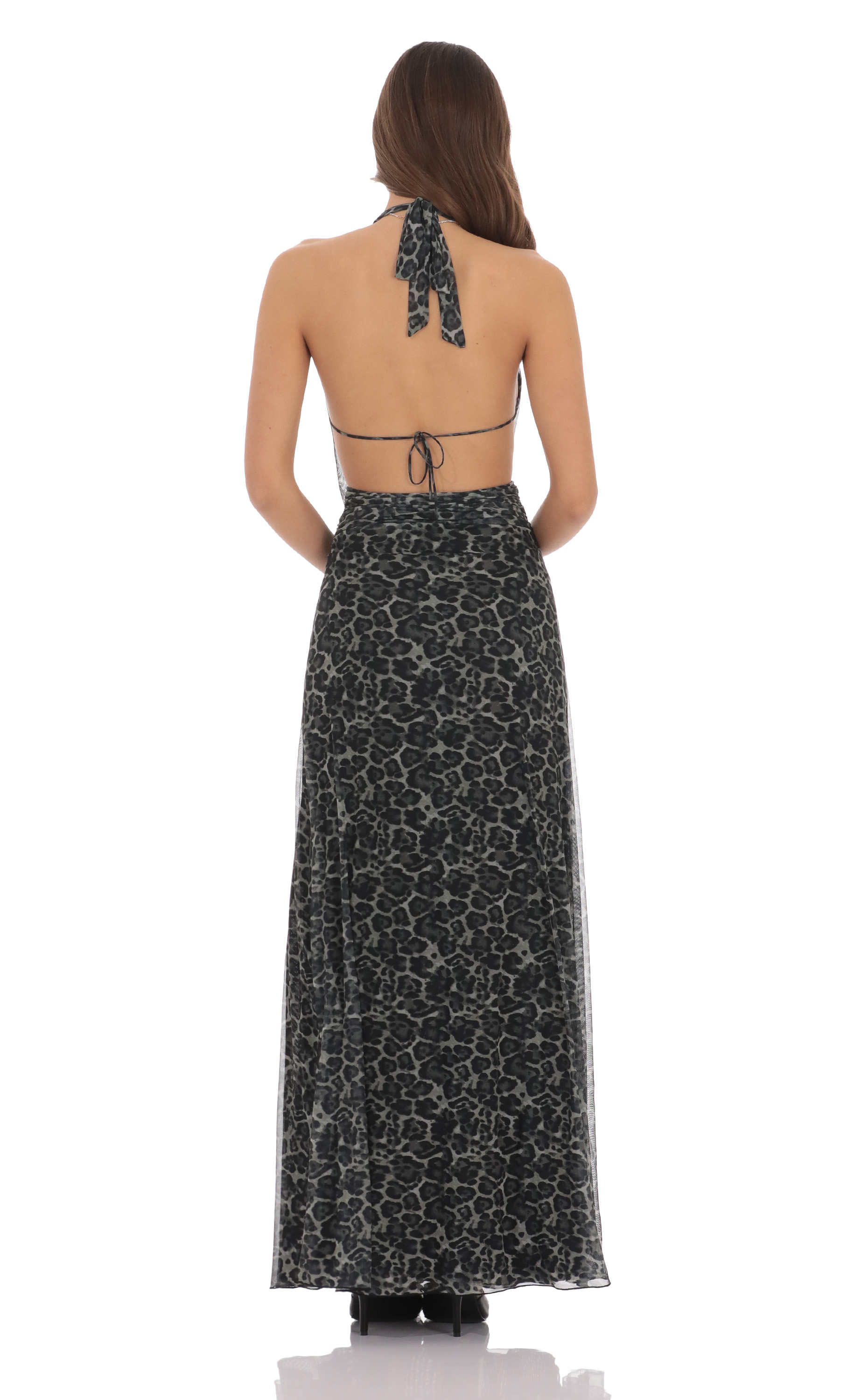 Plunge Cowl Neck Maxi Dress in Cheetah Print-My Sky Diva
