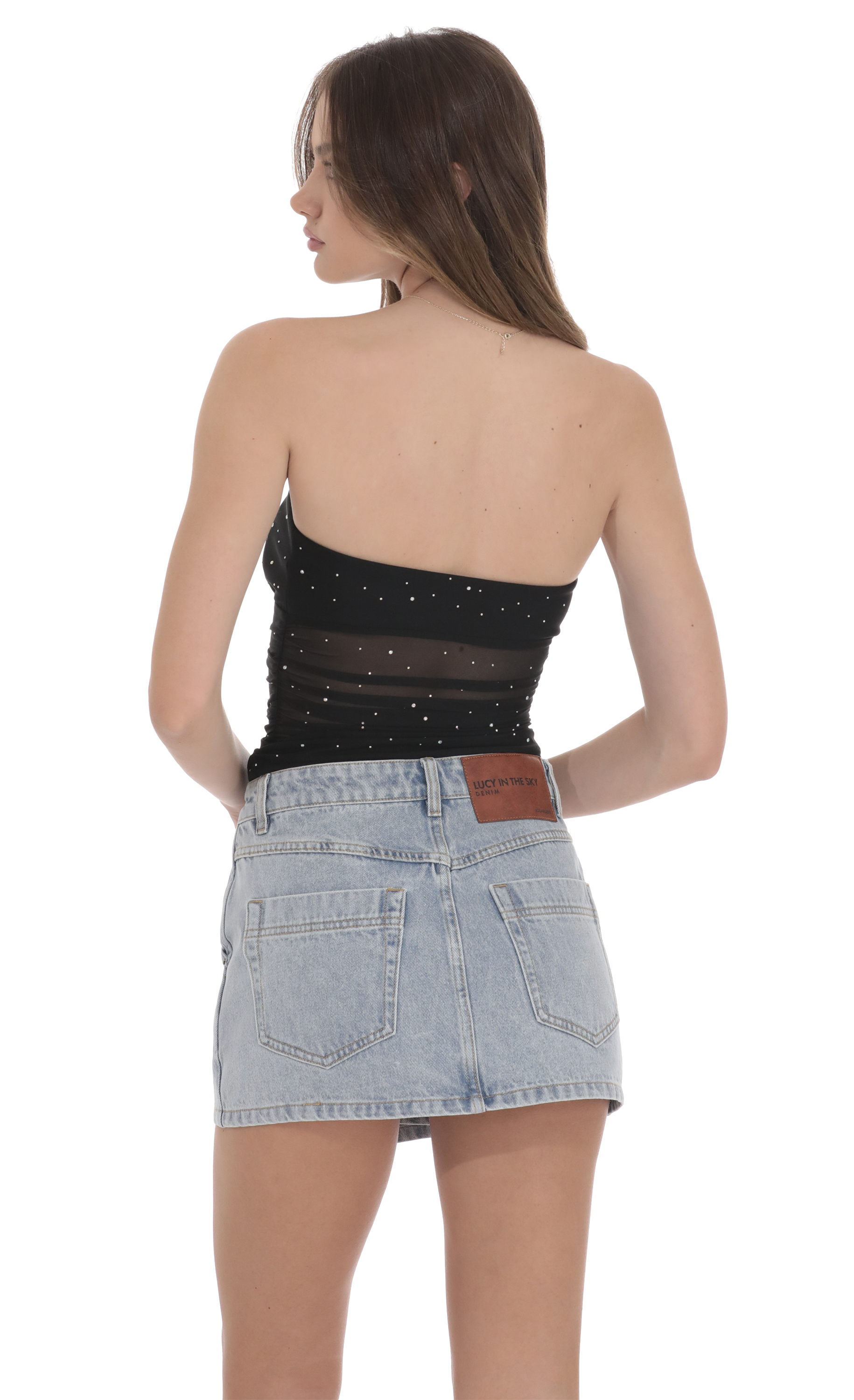 Overlap Button Denim Skirt in Light Blue-My Sky Diva